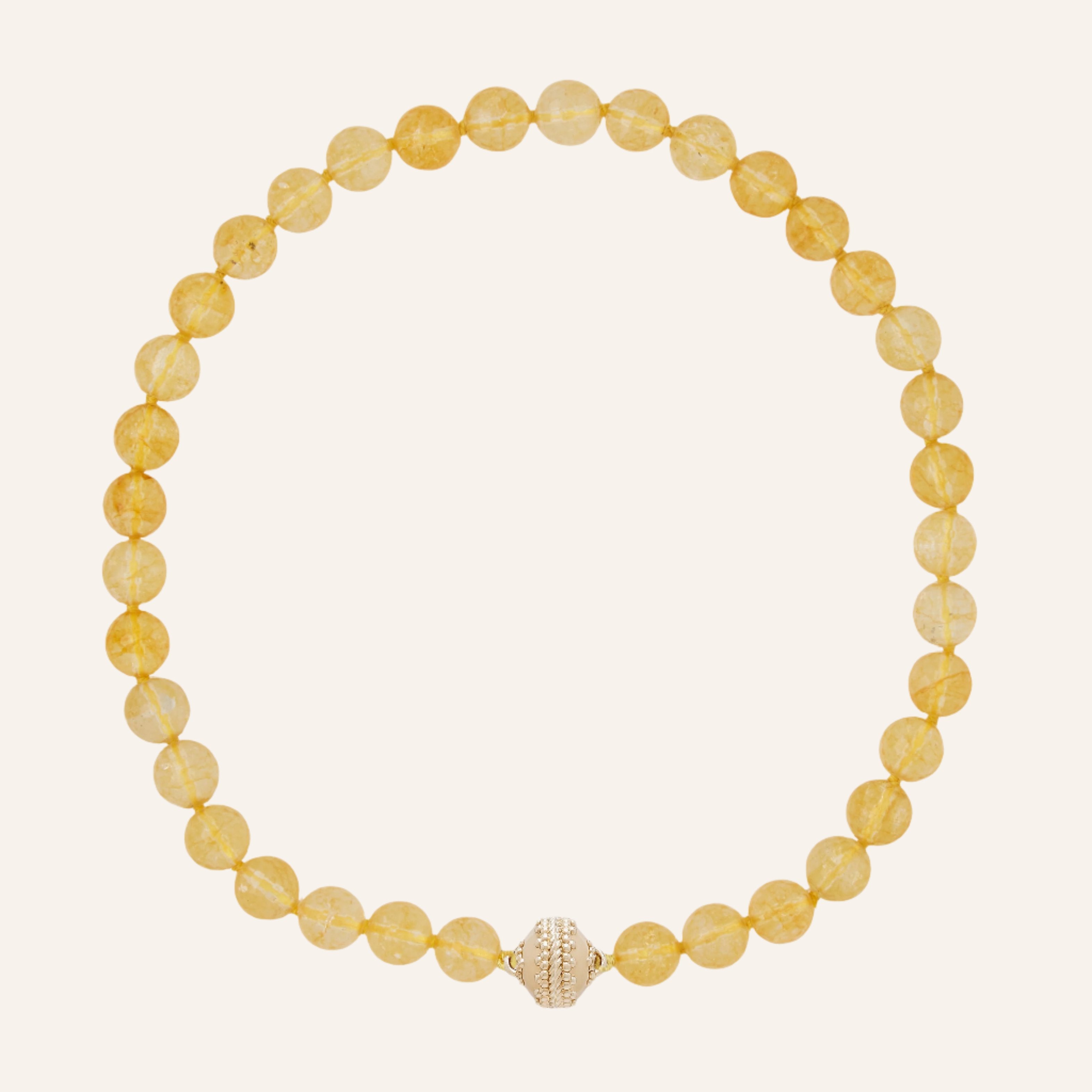 Victoire Round Faceted Citrine 10mm Necklace