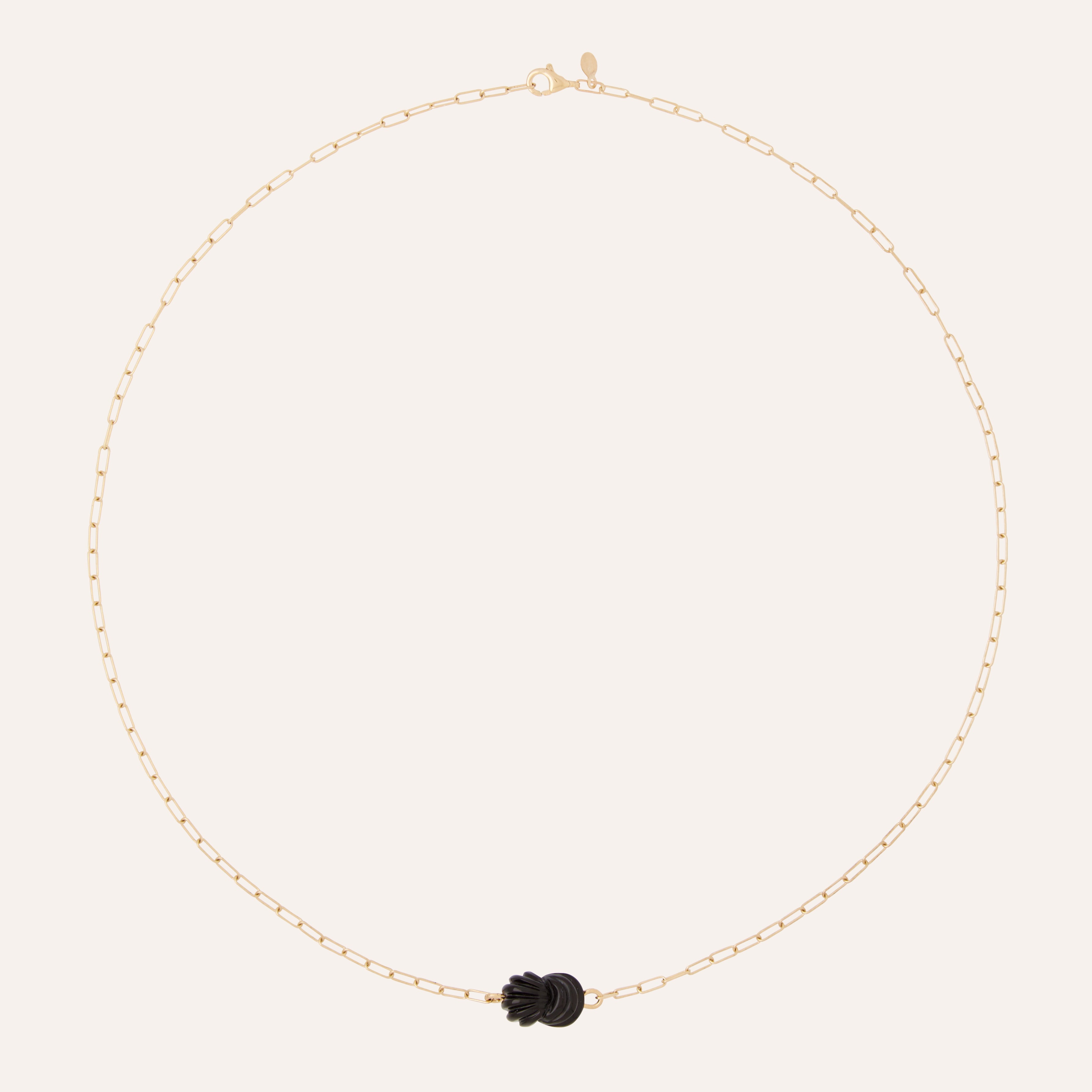 Solo Micro Carved Knot Black Onyx Necklace