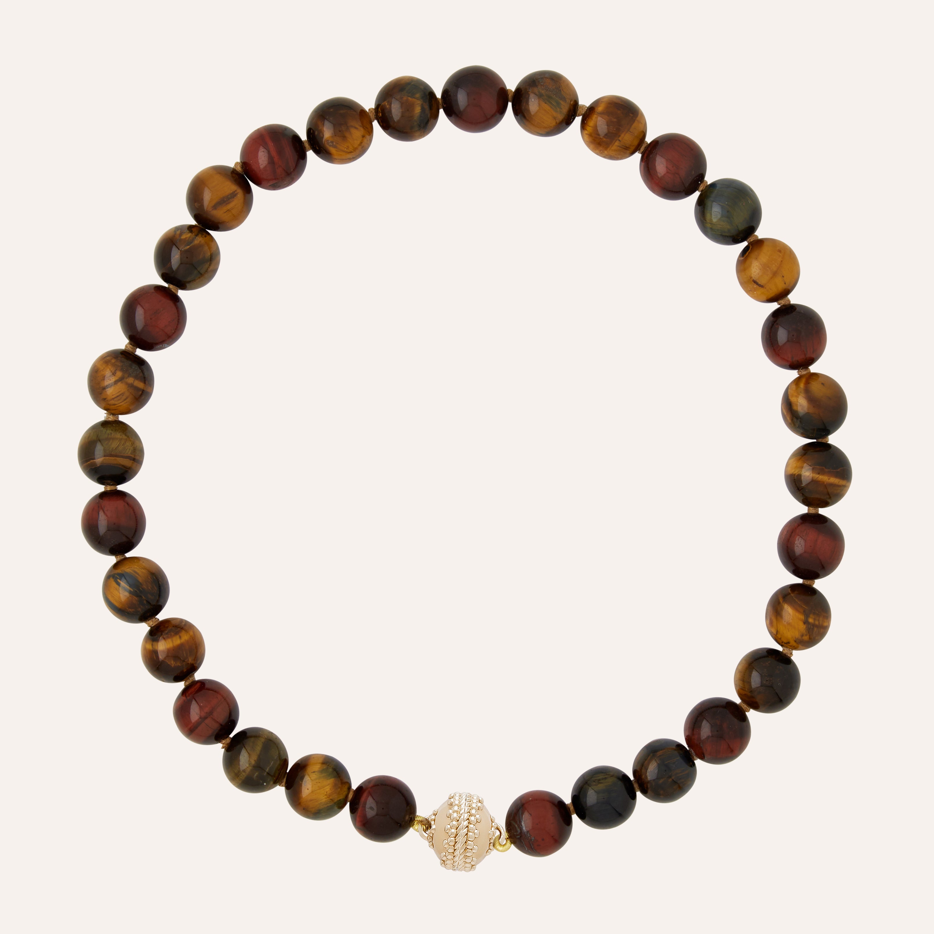Victoire Multi-Colored Tiger's Eye 12mm Necklace