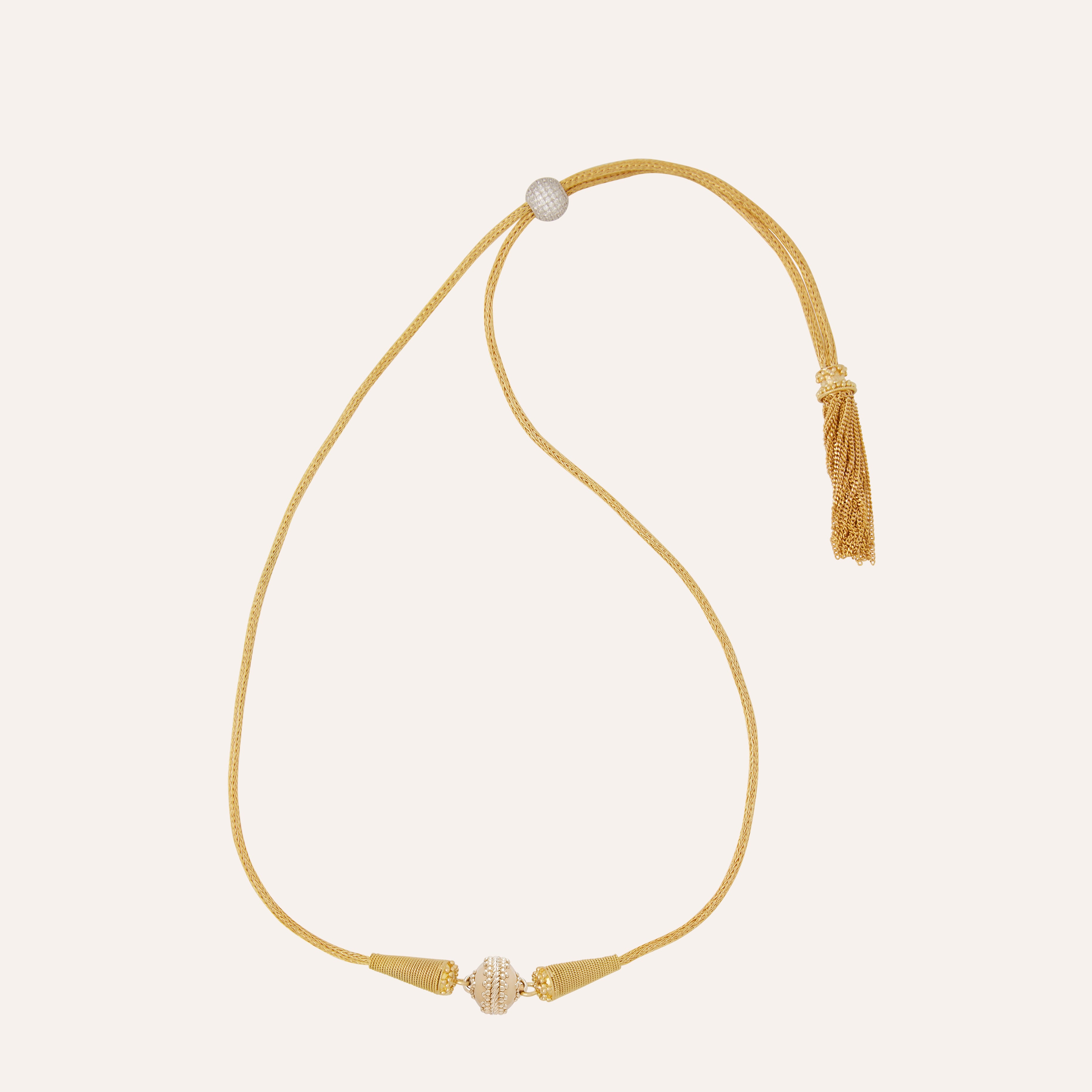 18K Petite Diamond Heritage Tassel Necklace
