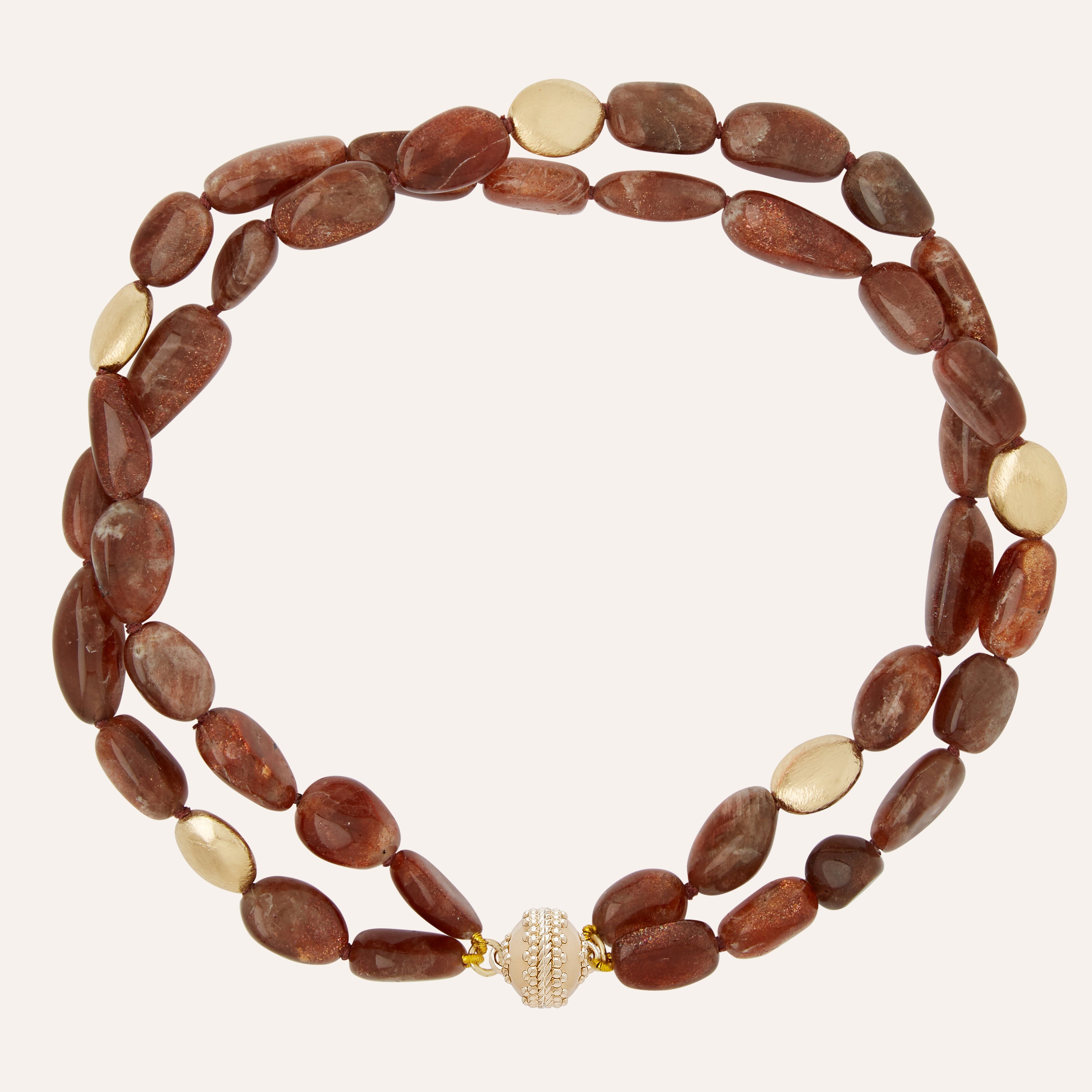 Gold Rush Dark Sunstone Double Strand Necklace