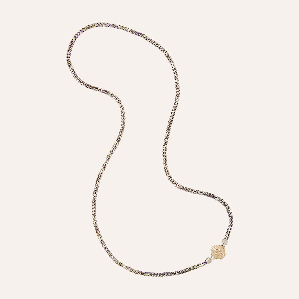 Tibetan Treasure Long Sterling Silver Woven Chain