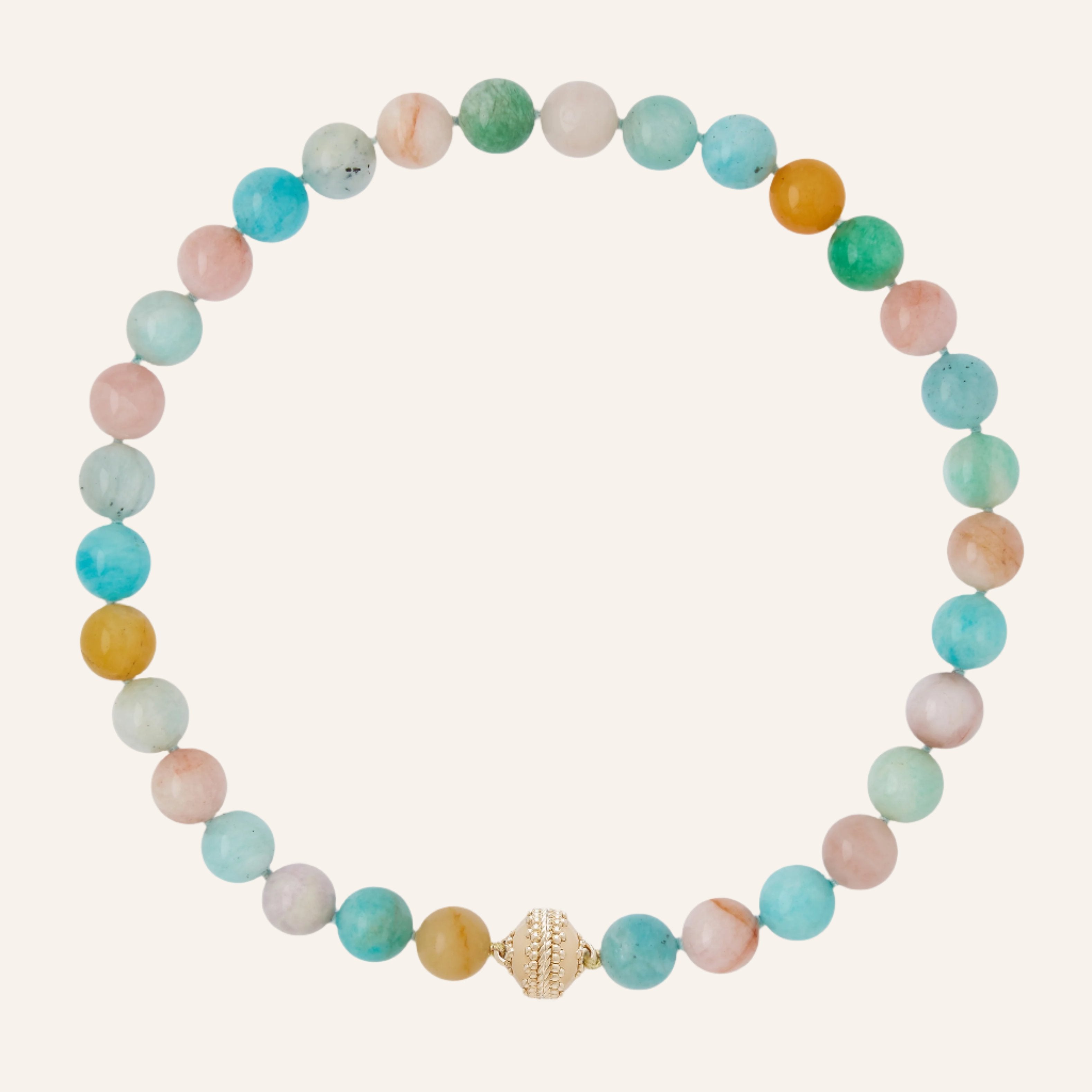 Victoire Amazonite, Kunzite, and Aquamarine 12mm Necklace