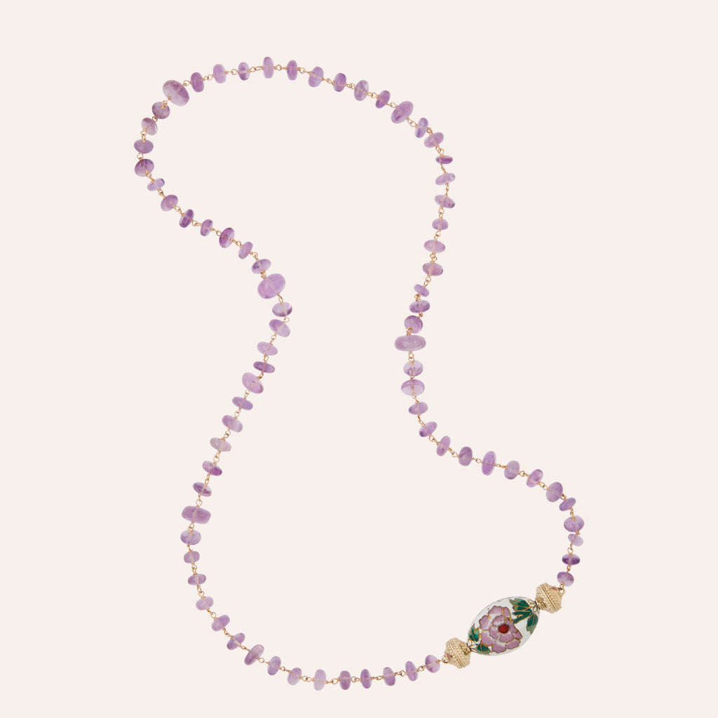 Caspian Amethyst Graduated Rondell Necklace