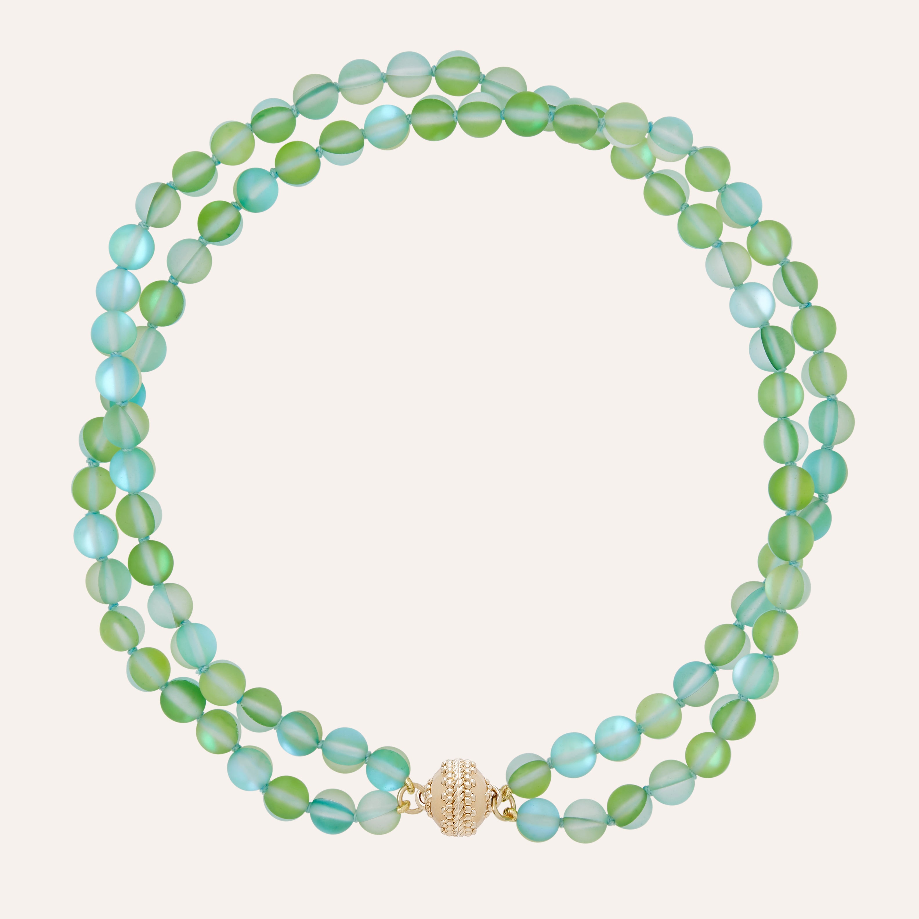 Victoire Green Iridescent 8.5mm Double Strand Necklace