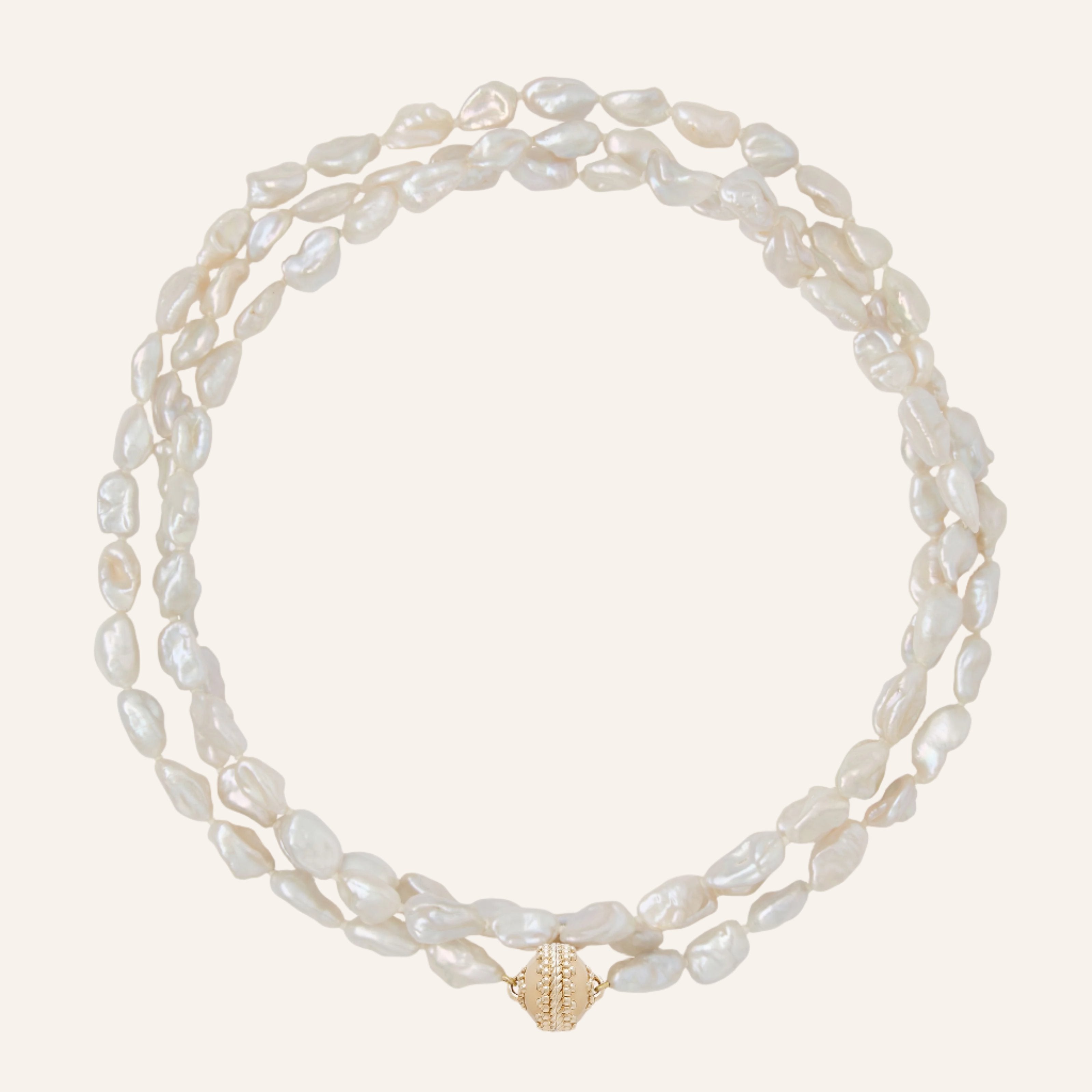 White Keshi Pearl Opera Length Necklace