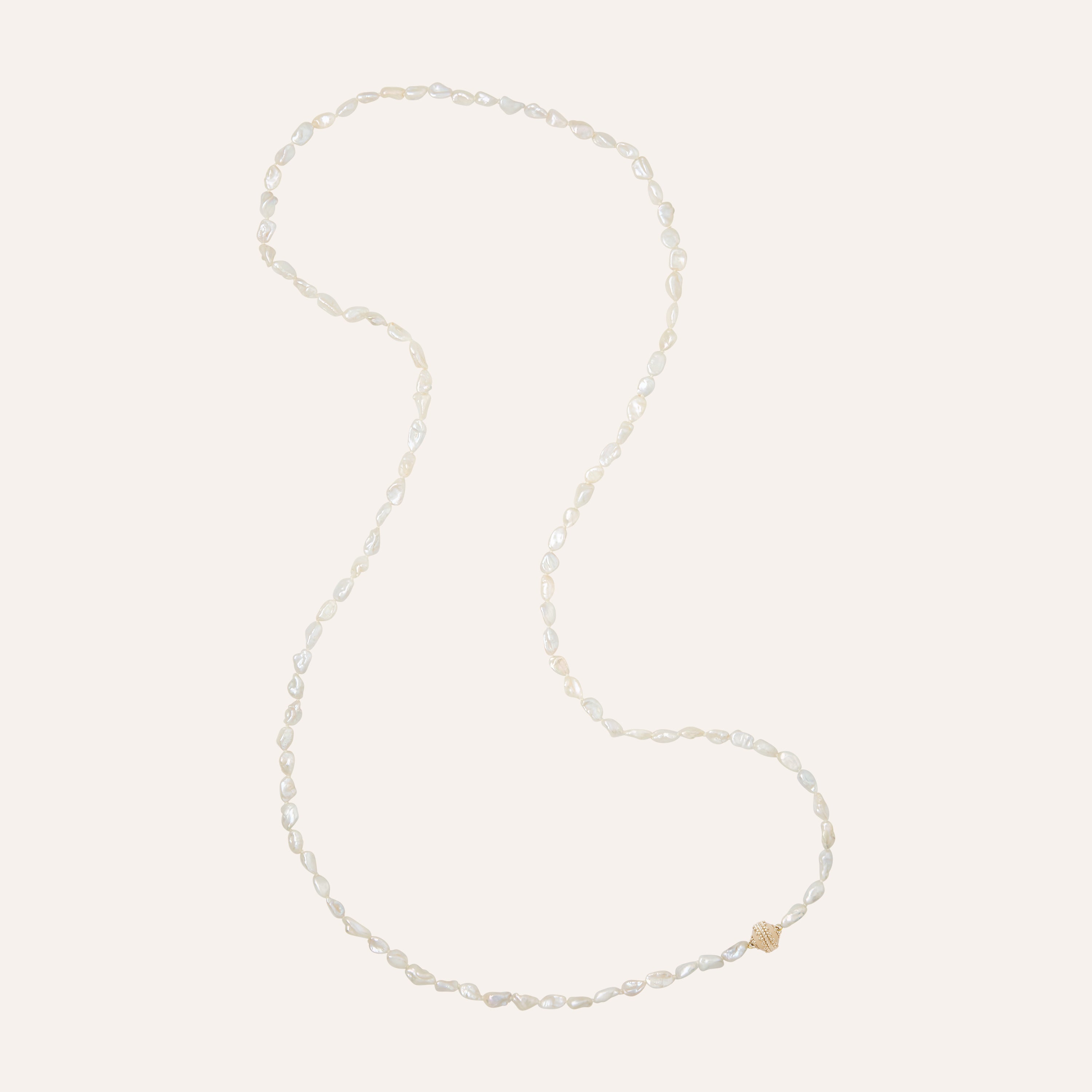 White Keshi Pearl Opera Length Necklace