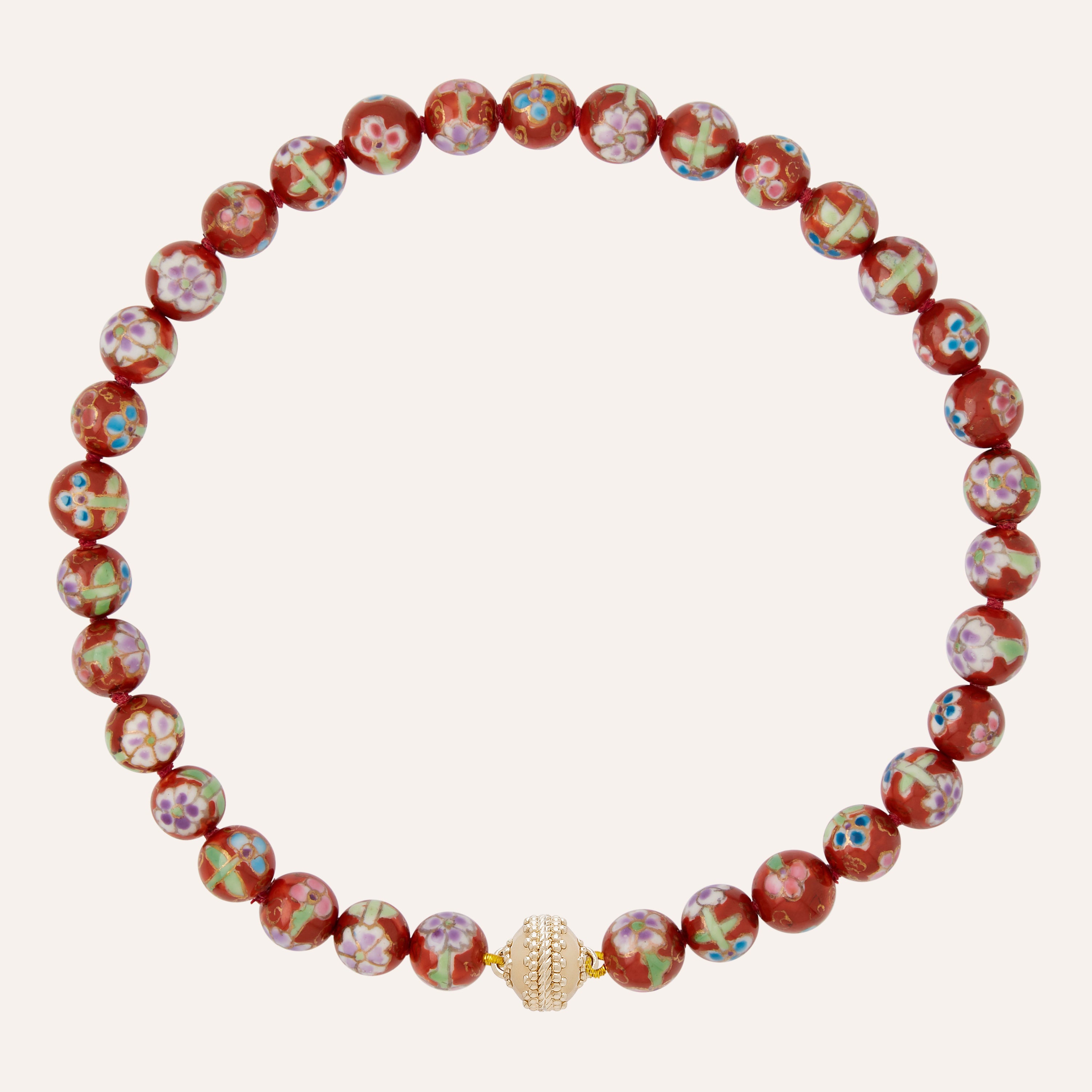 Victoire Red Floral Porcelain 11.5mm Necklace