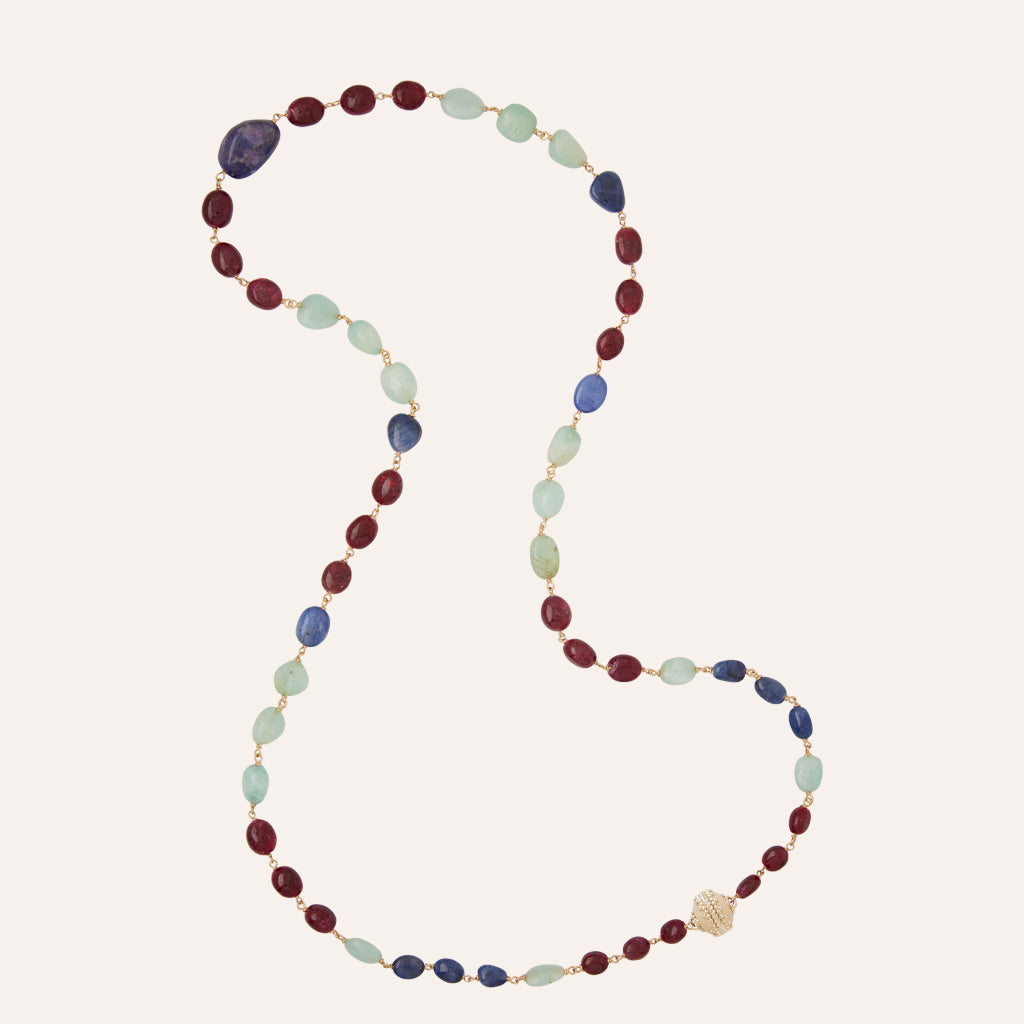 Caspian Small Helen Emerald, Tanzanite, & Sapphire Necklace