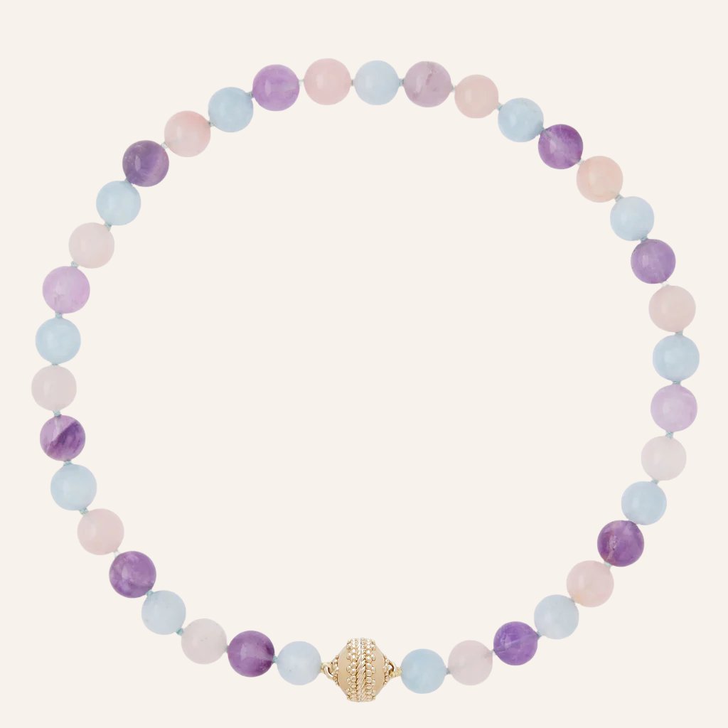 Victoire Amethyst, Aqua & Rose Quartz 10mm Necklace