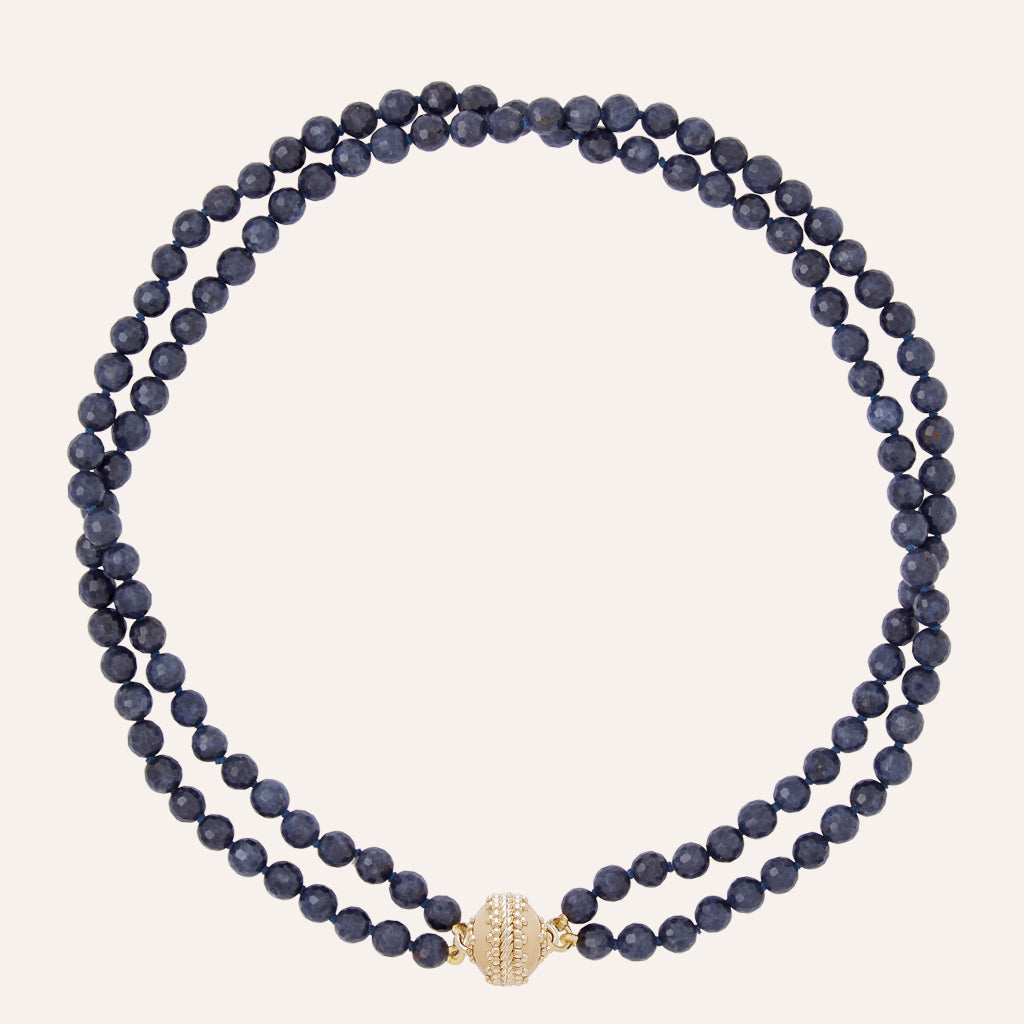 Nancy Sapphire Round Faceted Double Strand Necklace