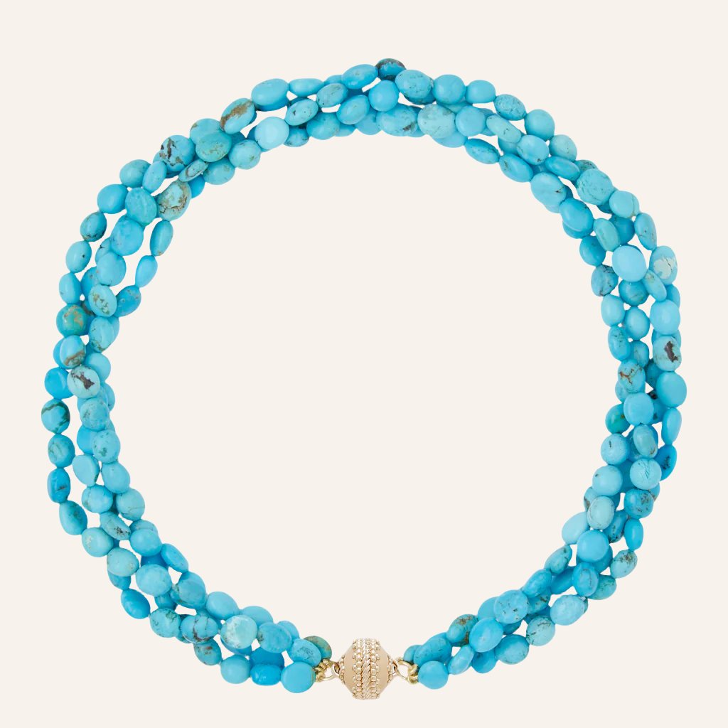 Small Kingman Turquoise Nugget Multi-Strand Necklace