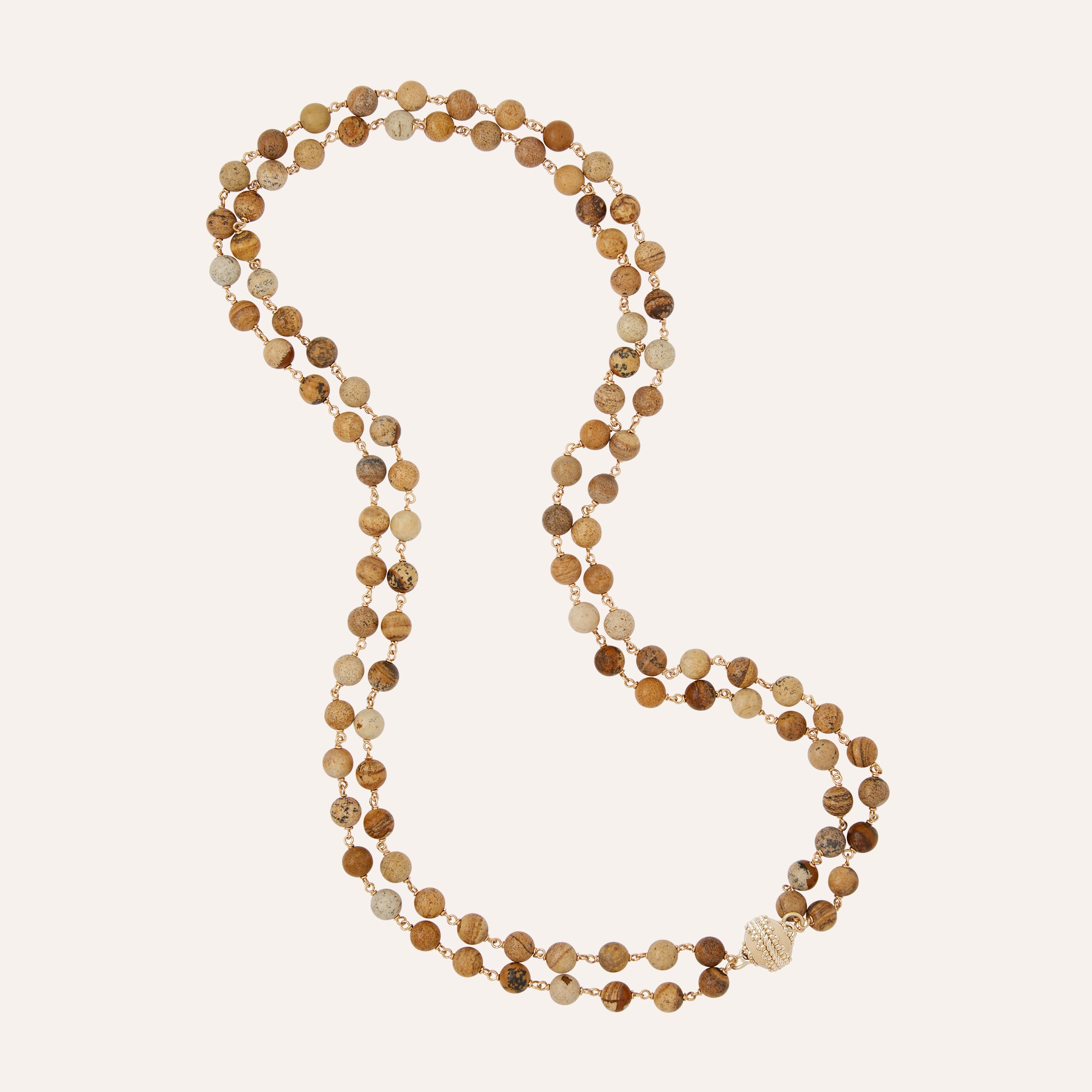 Caspian Victoire Picture Jasper 8mm Double Strand Necklace