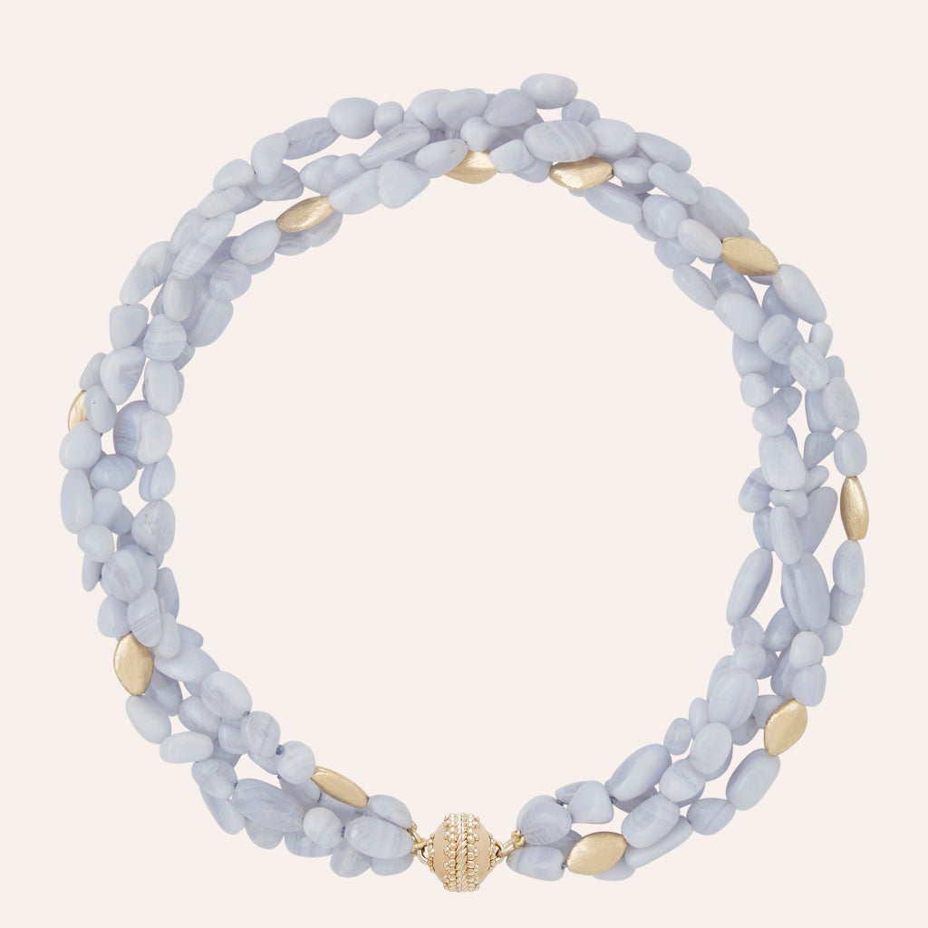 Gold Rush Blue Lace Agate Multi-Strand Necklace