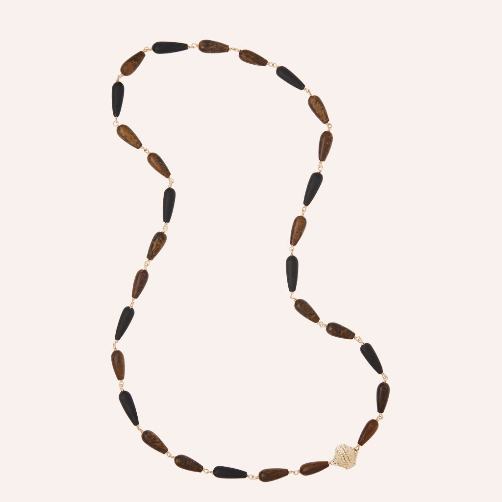 Caspian Black Onyx and Bronzite Necklace