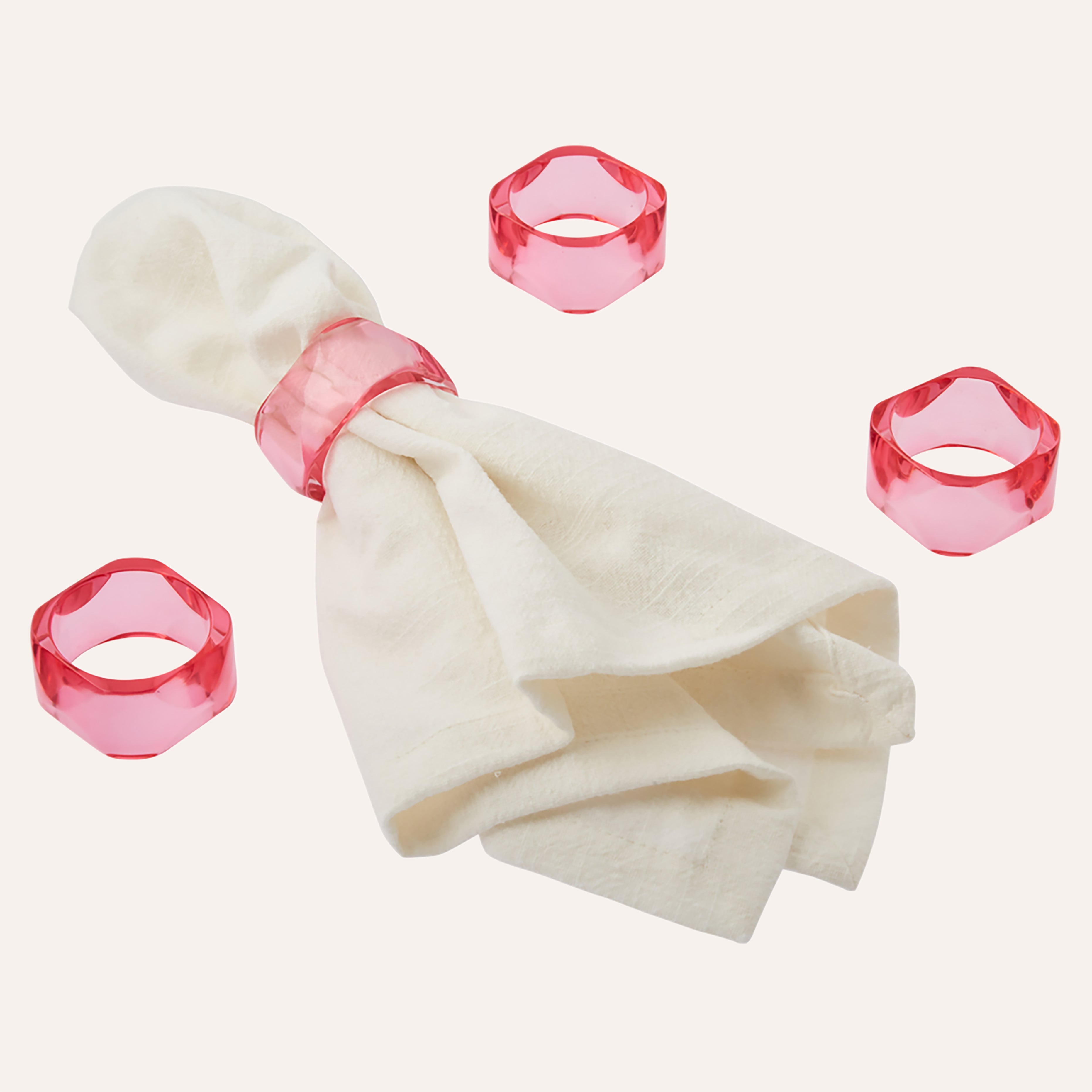 Pink Sapphire Gem Napkin Rings