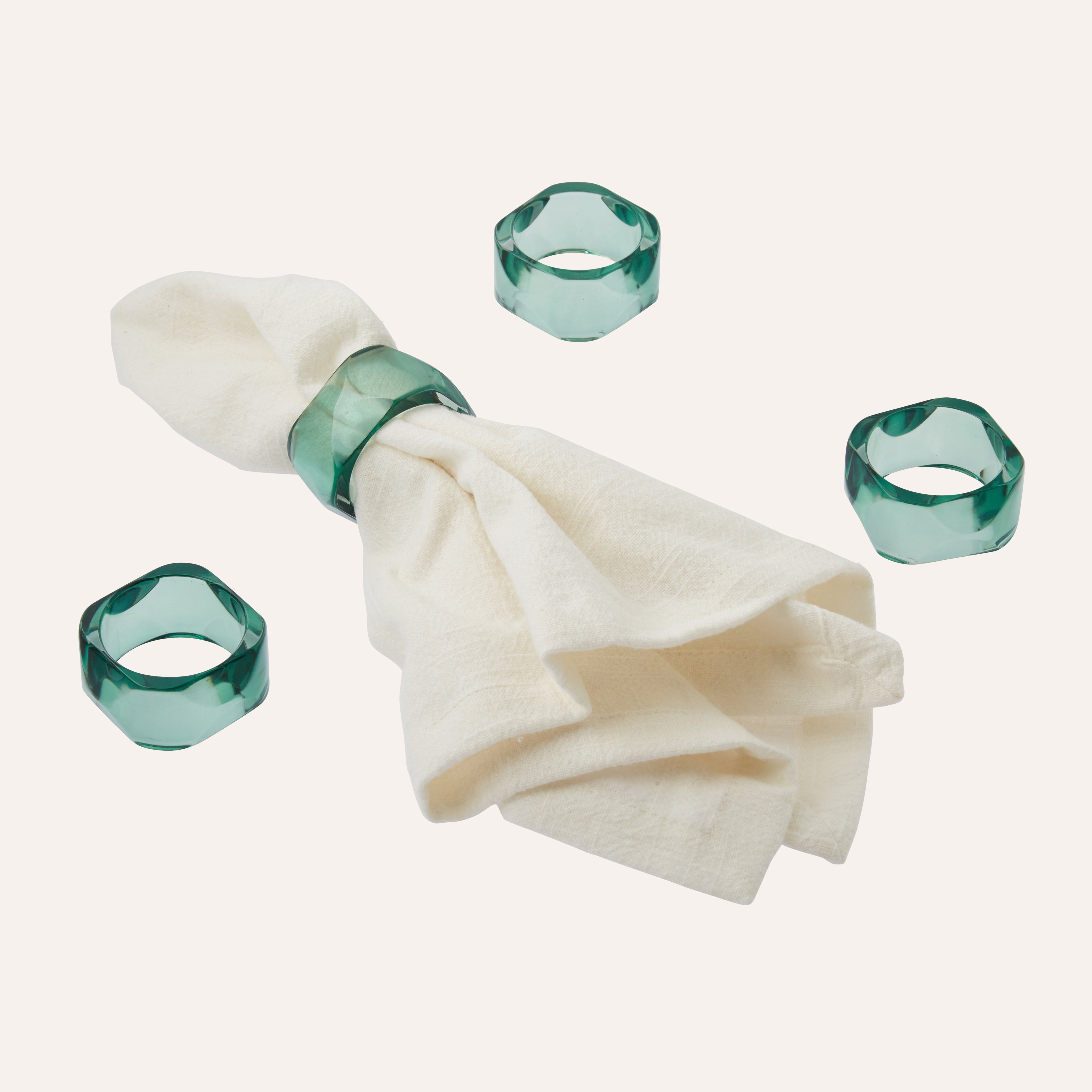 Green Amethyst Gem Napkin Rings