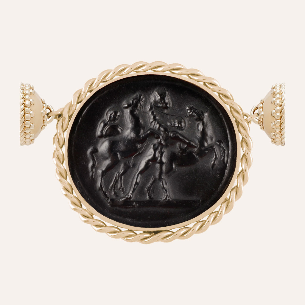 Signature Horses Black Italian Glass Centerpiece