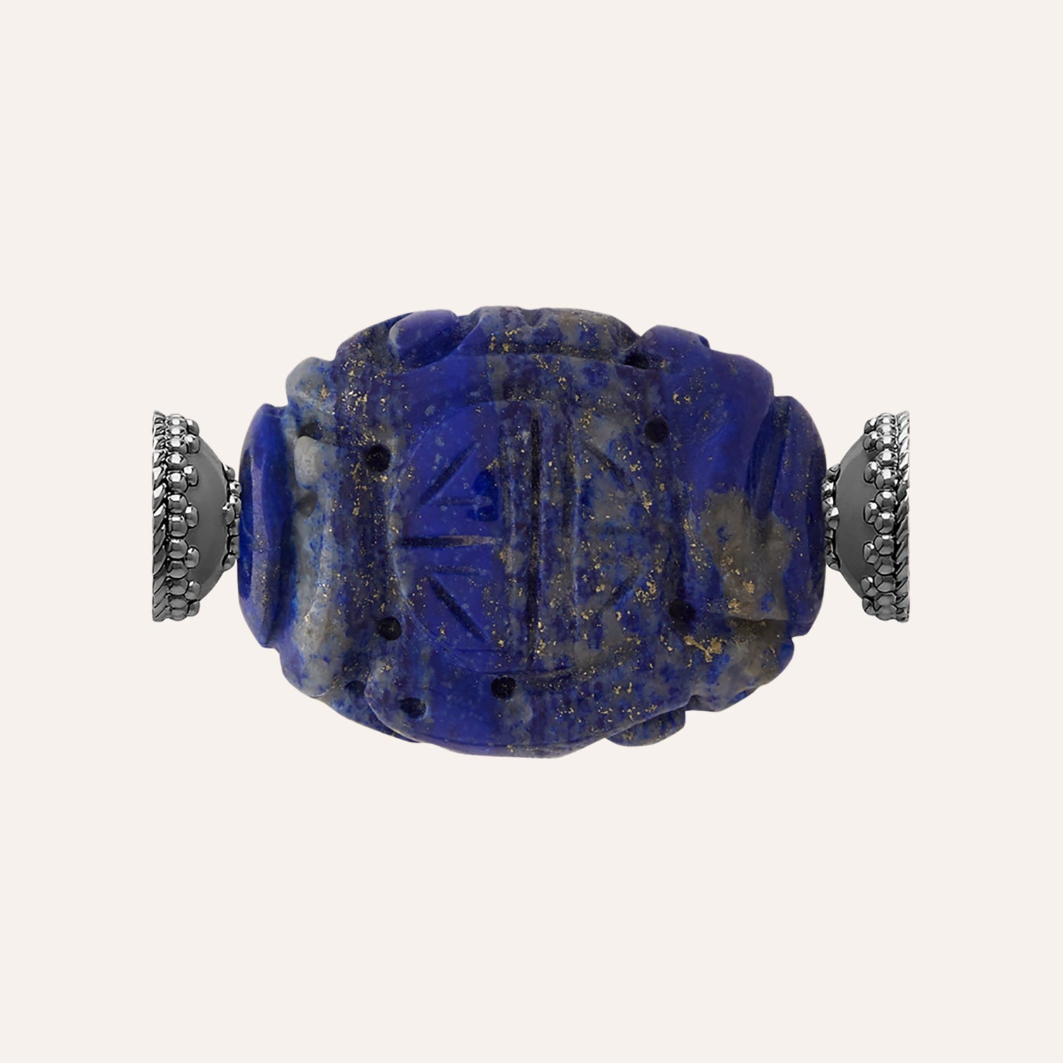 Asian Carved Lapis Gunmetal Centerpiece