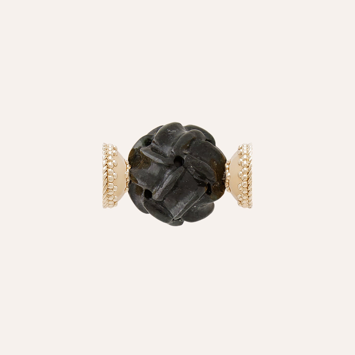 Asian Carved Black Jade 20mm Centerpiece
