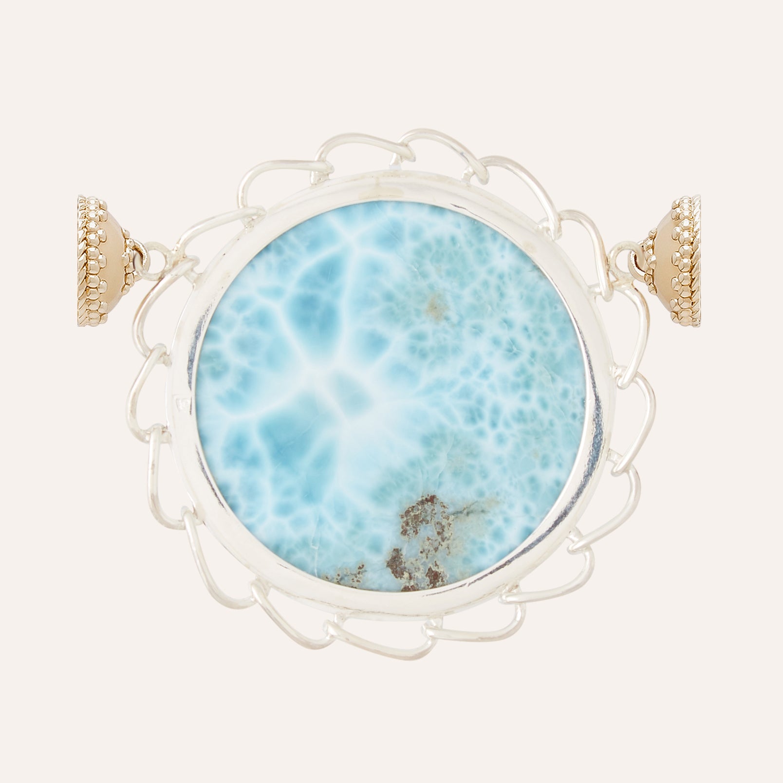 Larimar and Sterling Silver Round Centerpiece