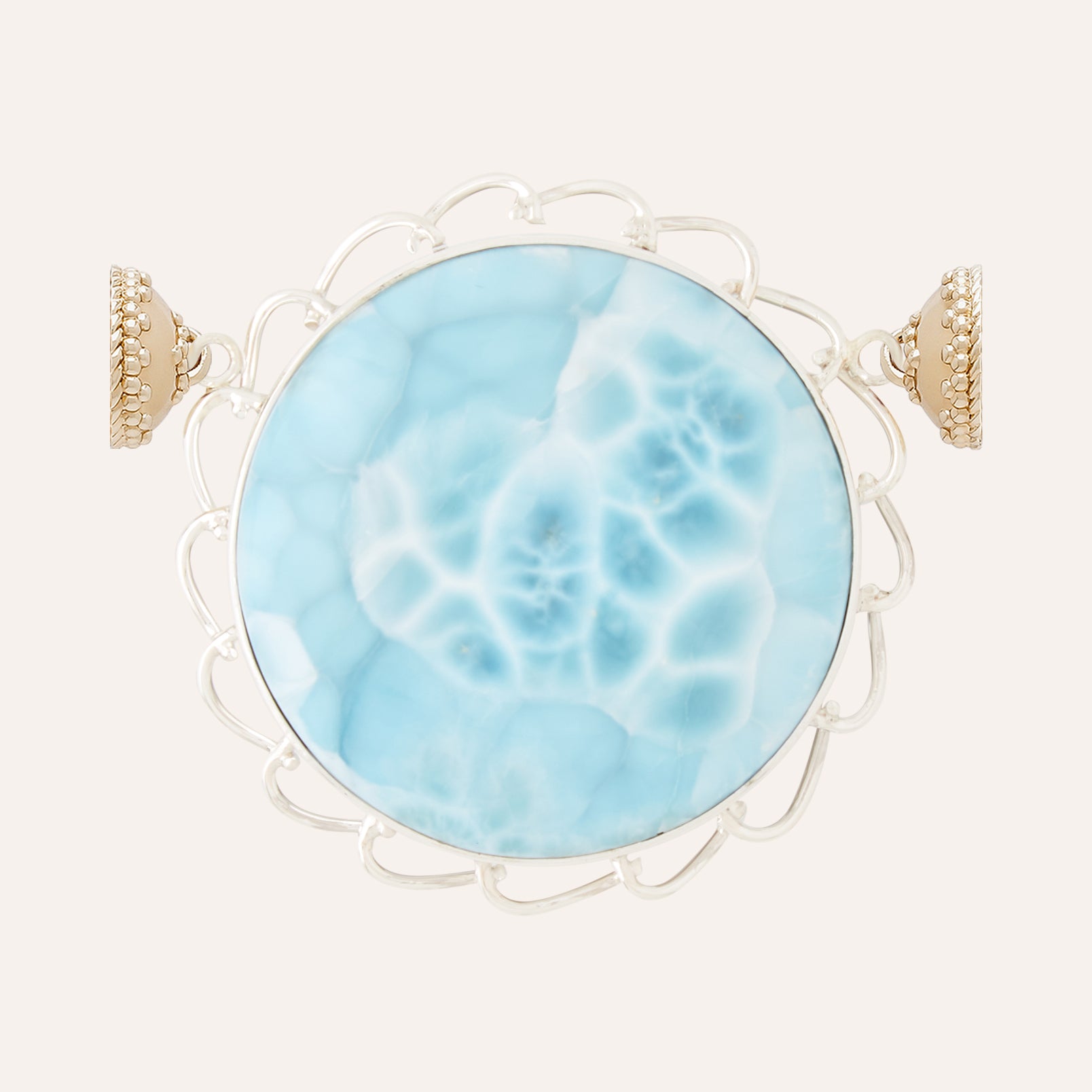 Larimar and Sterling Silver Round Centerpiece