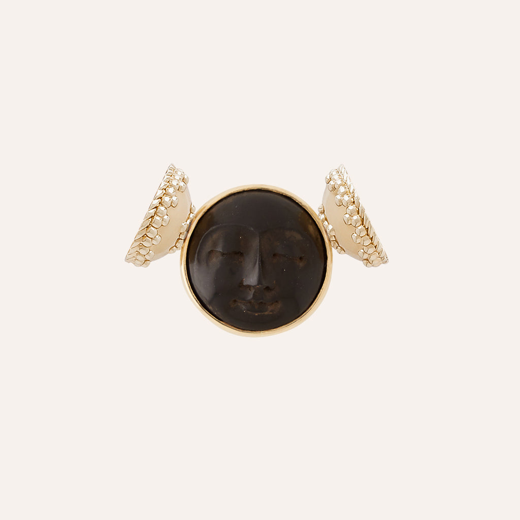 Carved Closed Eye Moon Face 20mm Centerpiece
