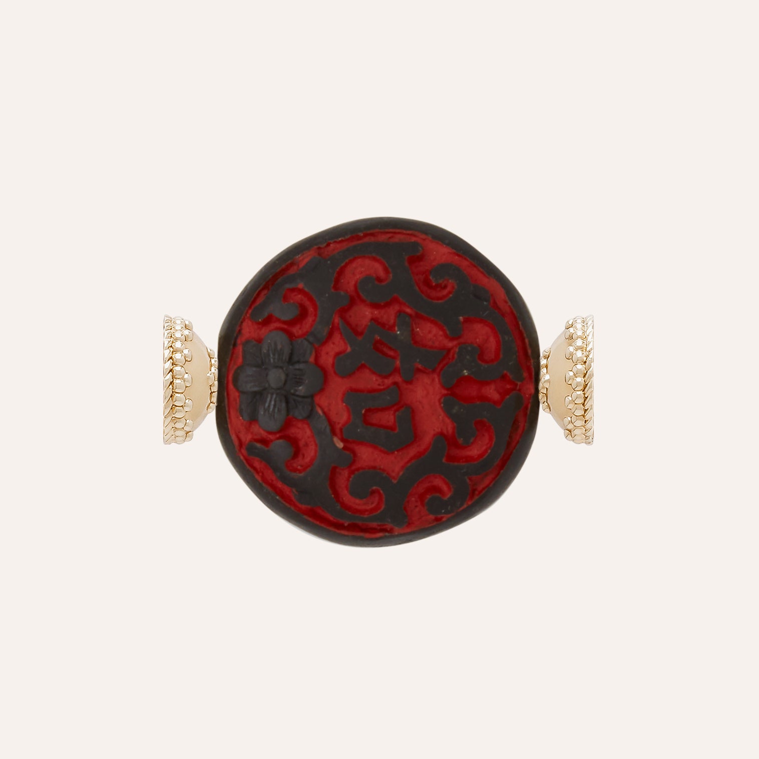 Carved Red & Black Chinese Cinnabar Centerpiece