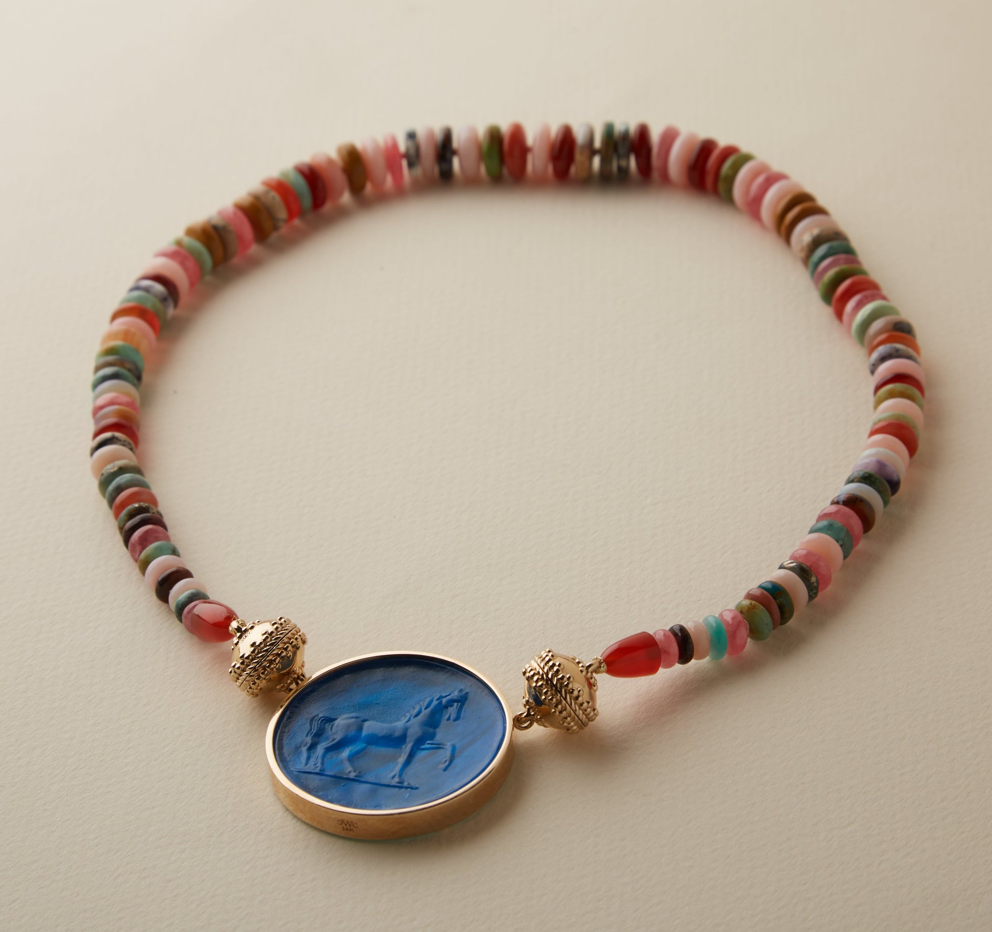 Classic Equine Capri Blue Italian Glass Centerpiece