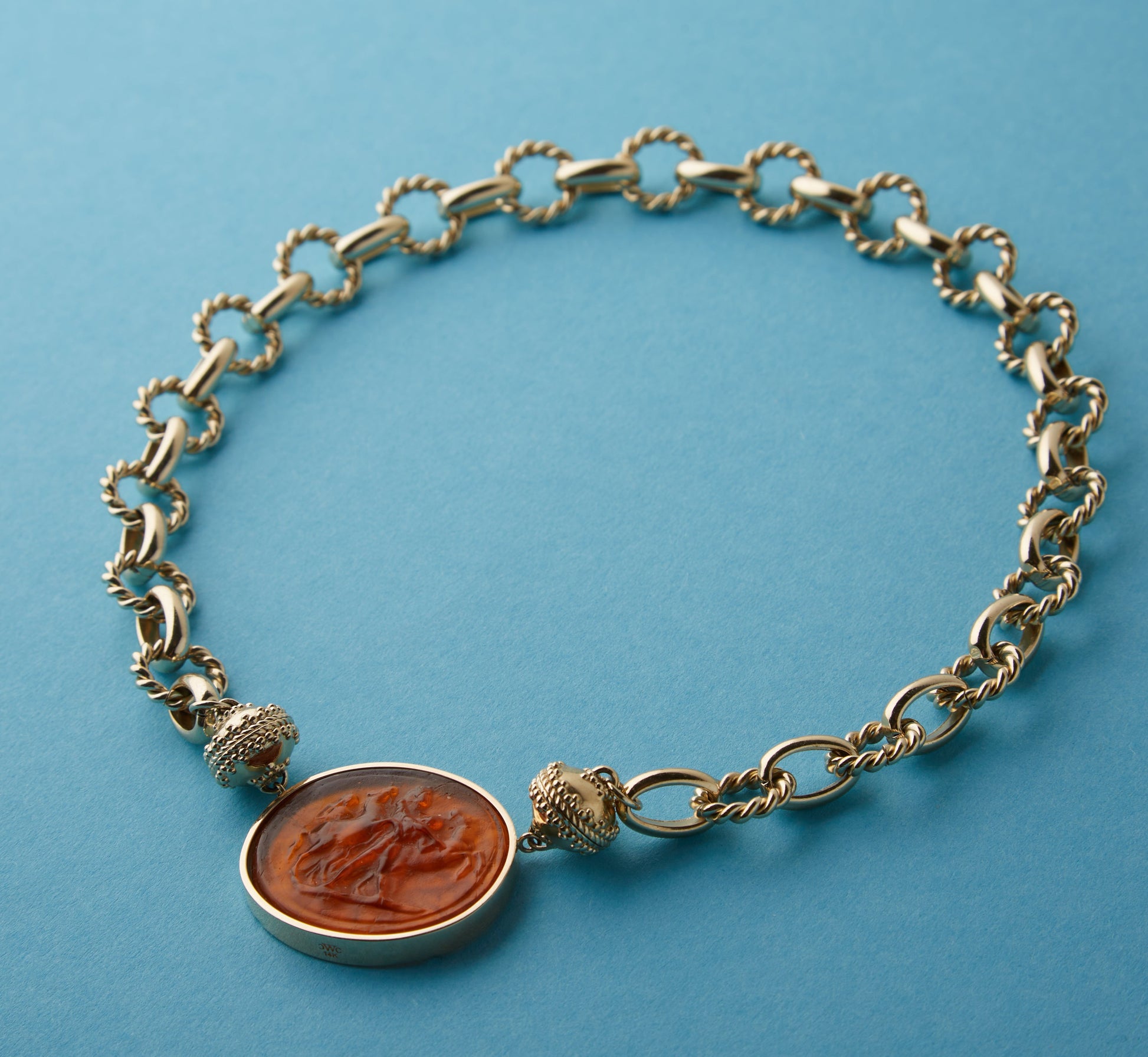 Classic Horses Dark Whisky Citrine Italian Glass Centerpiece