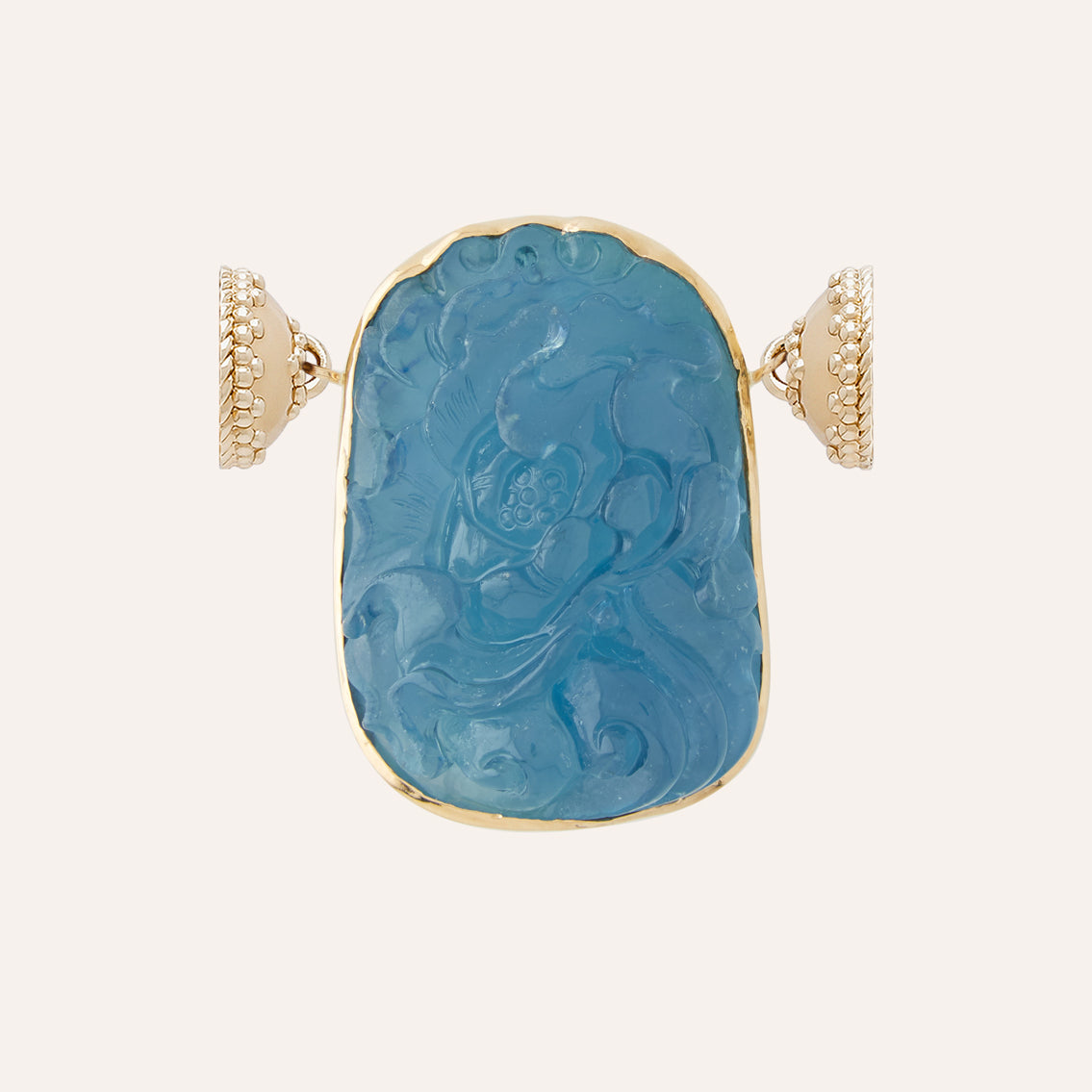 Aquamarine Carved Floral Pendant