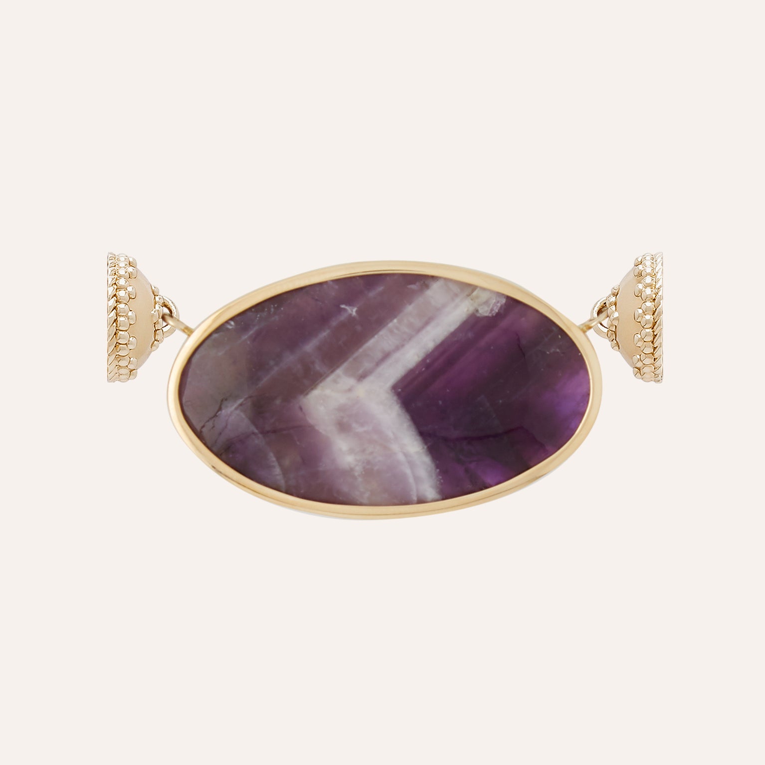 Chevron Amethyst Oval Cabochon Centerpiece