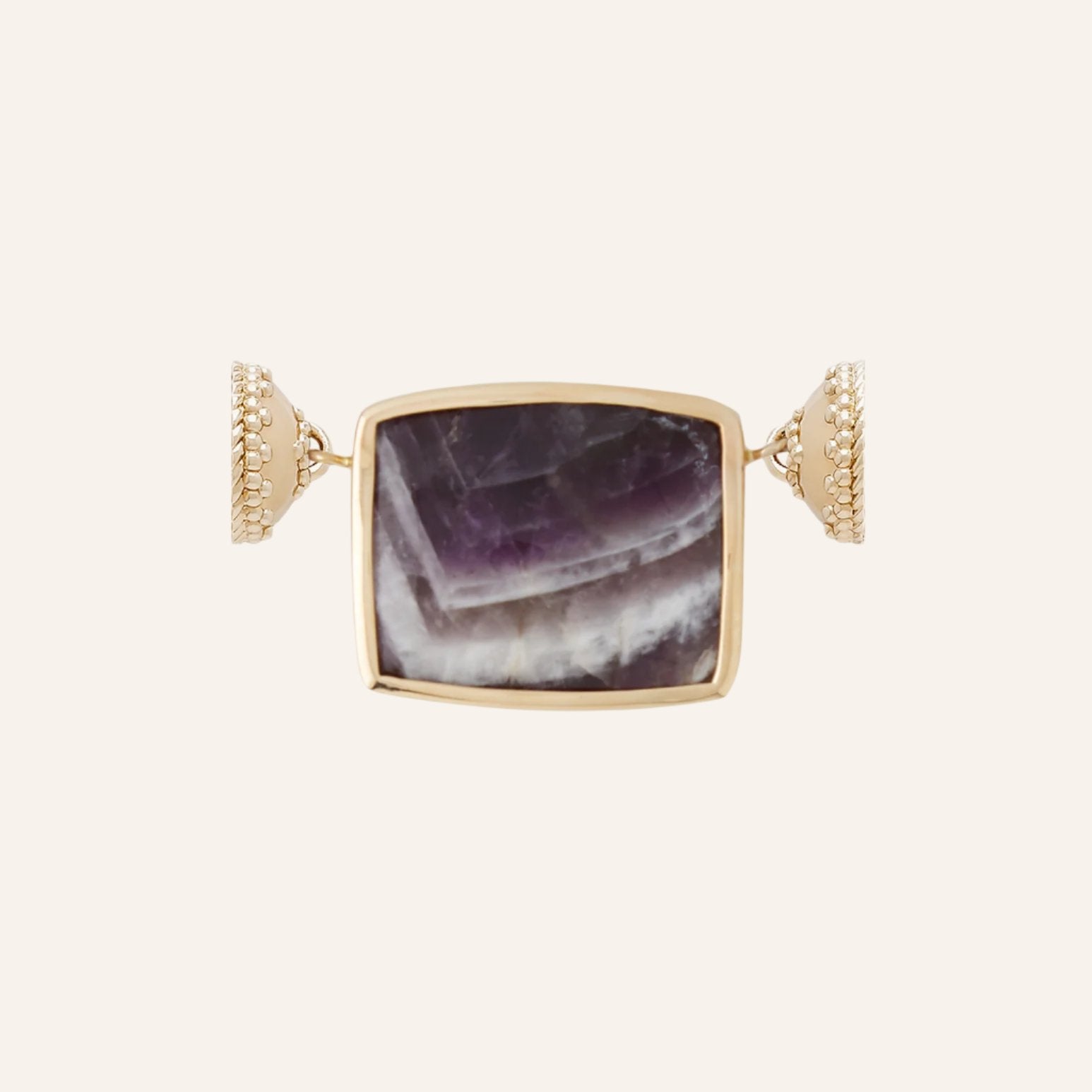 Chevron Amethyst Rectangle Cabochon Centerpiece