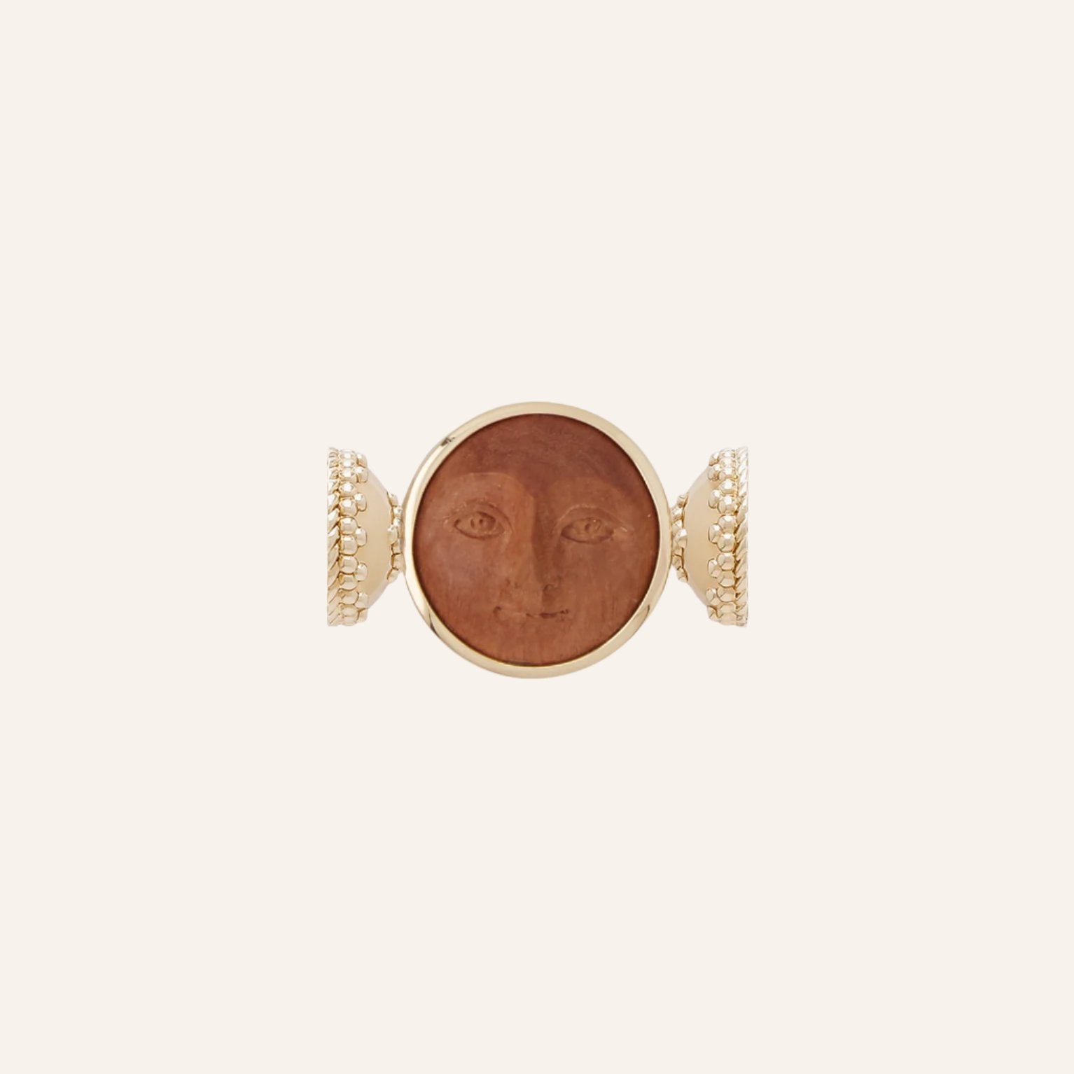Natural Wood Moon Face 20mm Centerpiece