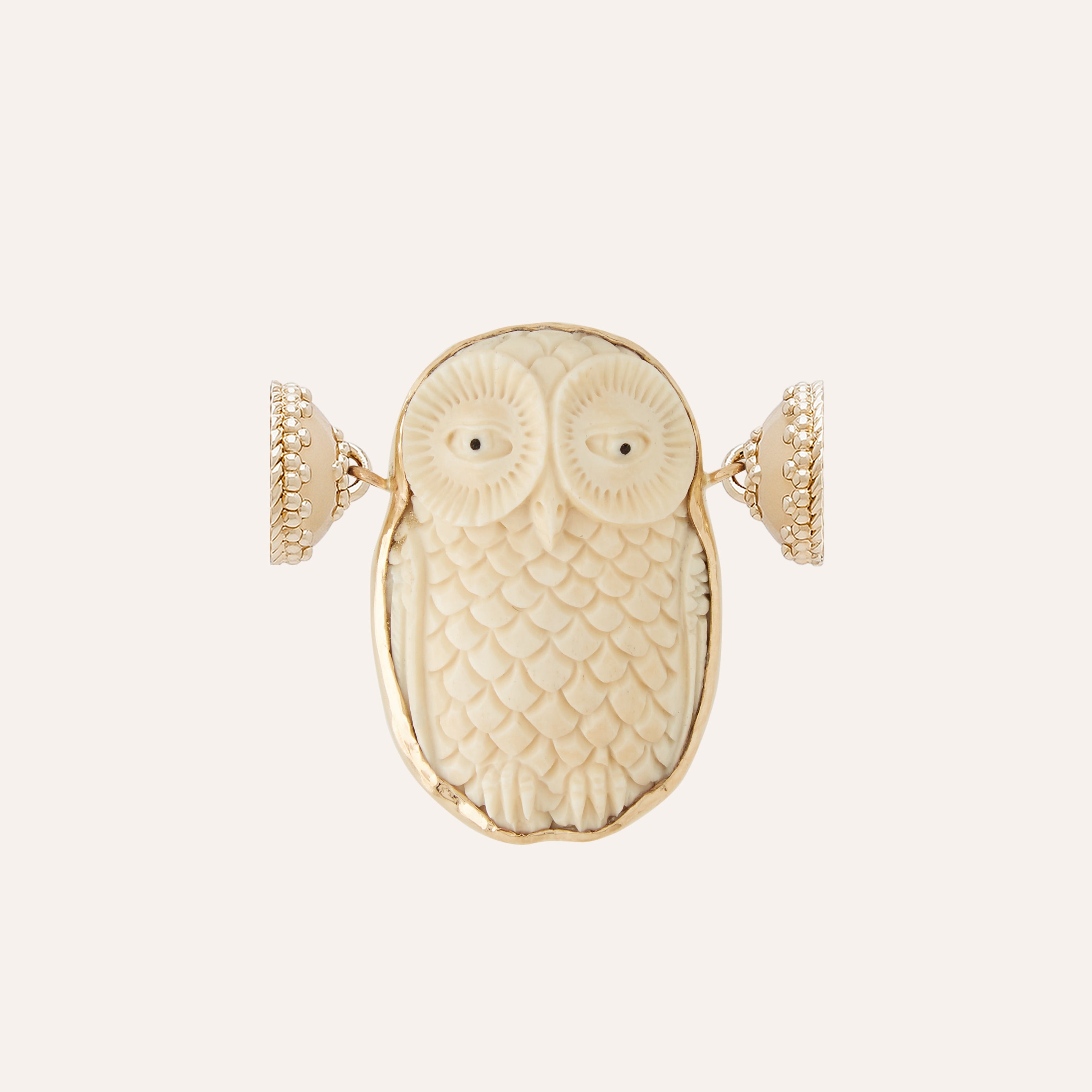Carved Mammoth Tusk Owl Centerpiece