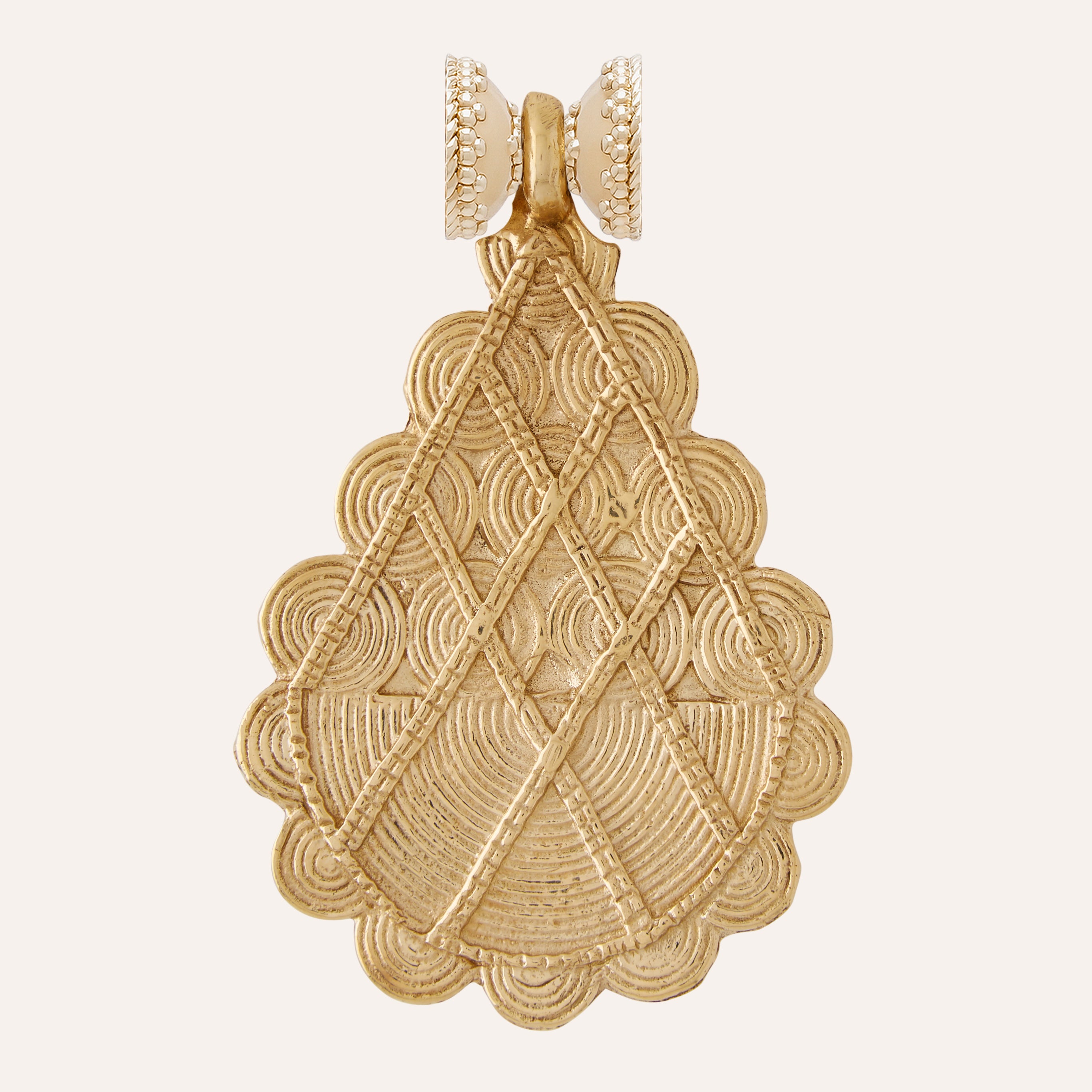 African Brass Swirl Teardrop Centerpiece