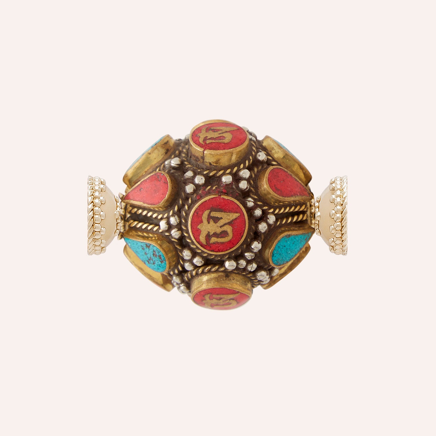 Tibetan Treasure Turquoise & Red Coral Bead Centerpiece