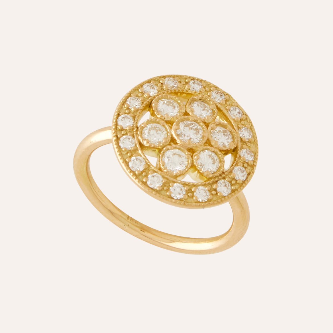 18K Yellow Gold Diamond Blossom Ring