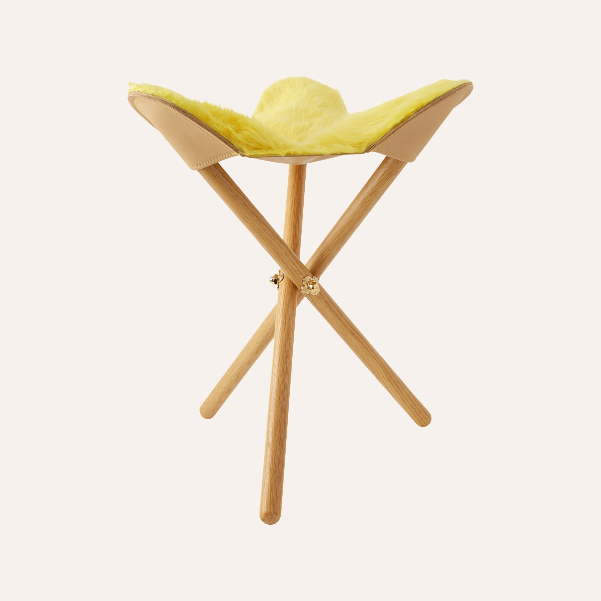 Yellow Fur Petal Folding Stool