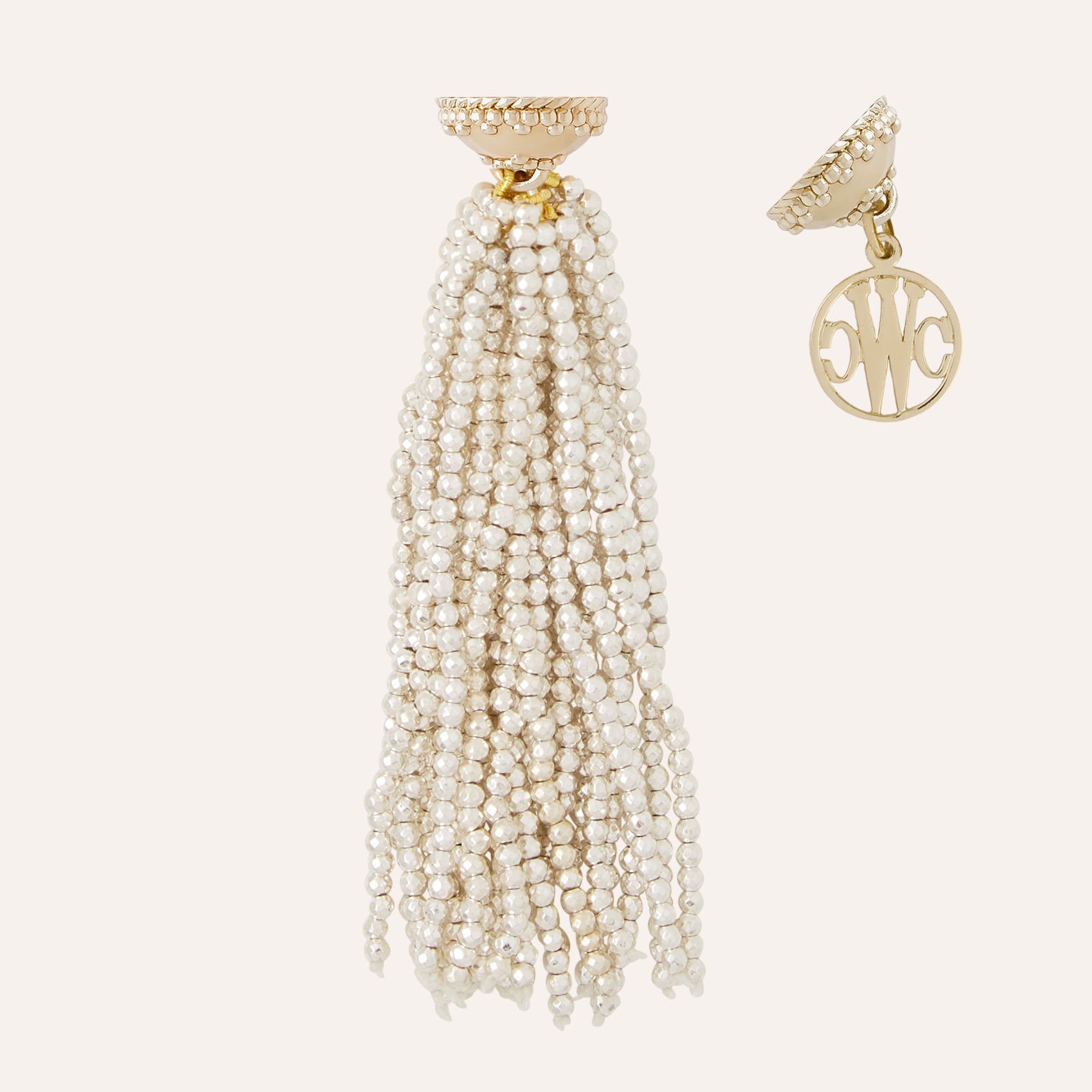 Michel Silver Plated Hematite Tassel