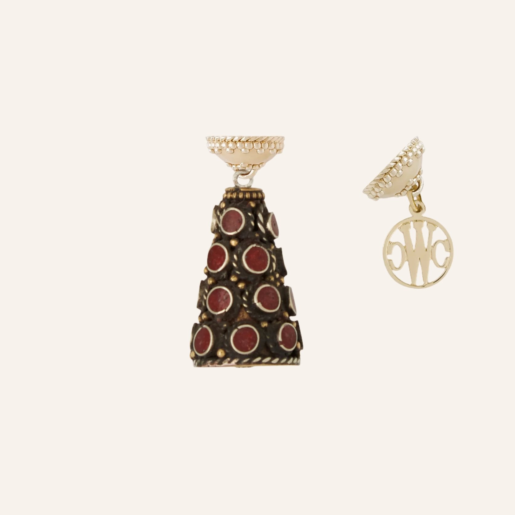 Tibetan Treasure Coral Cone Tag