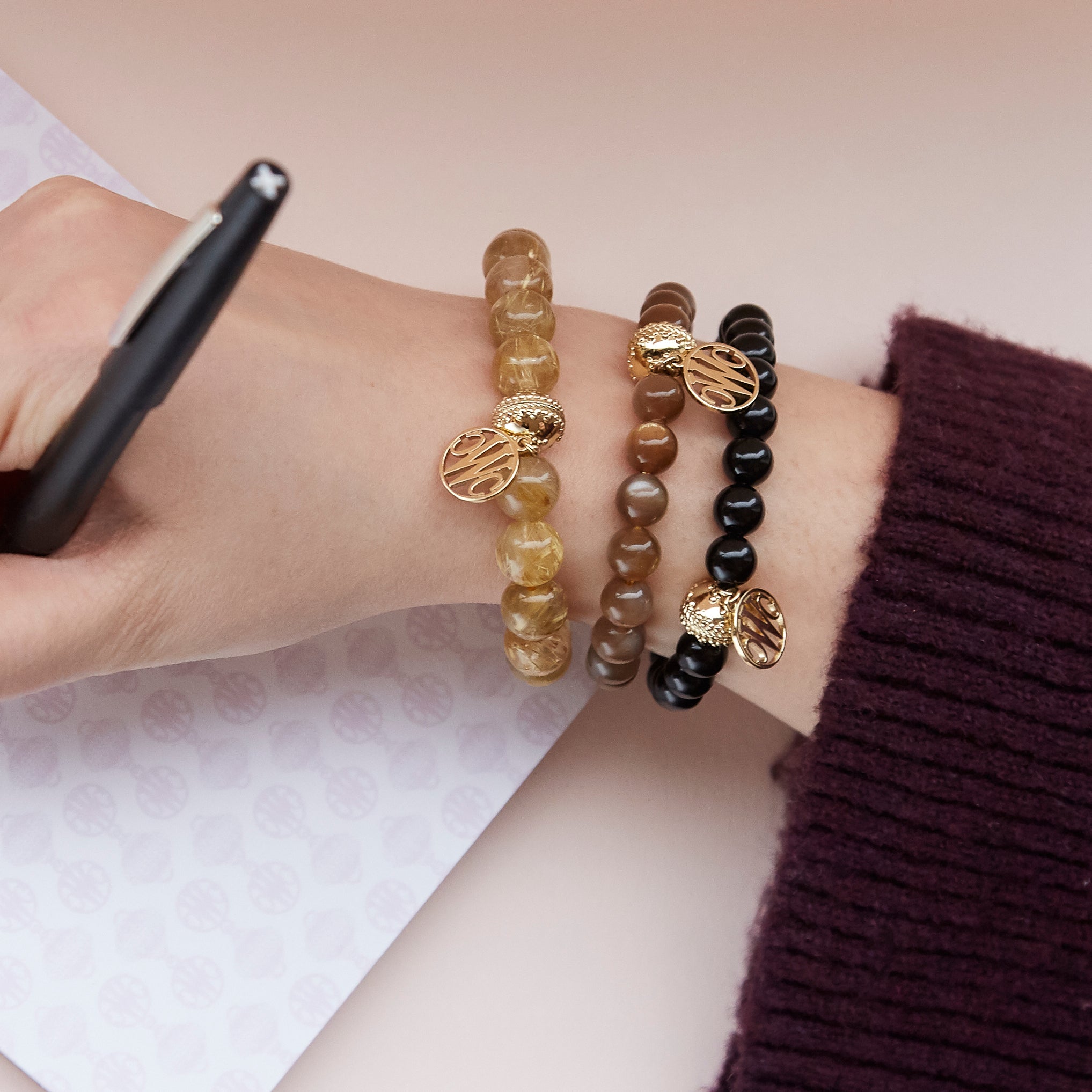 Victoire Black Onyx Stretch Bracelet