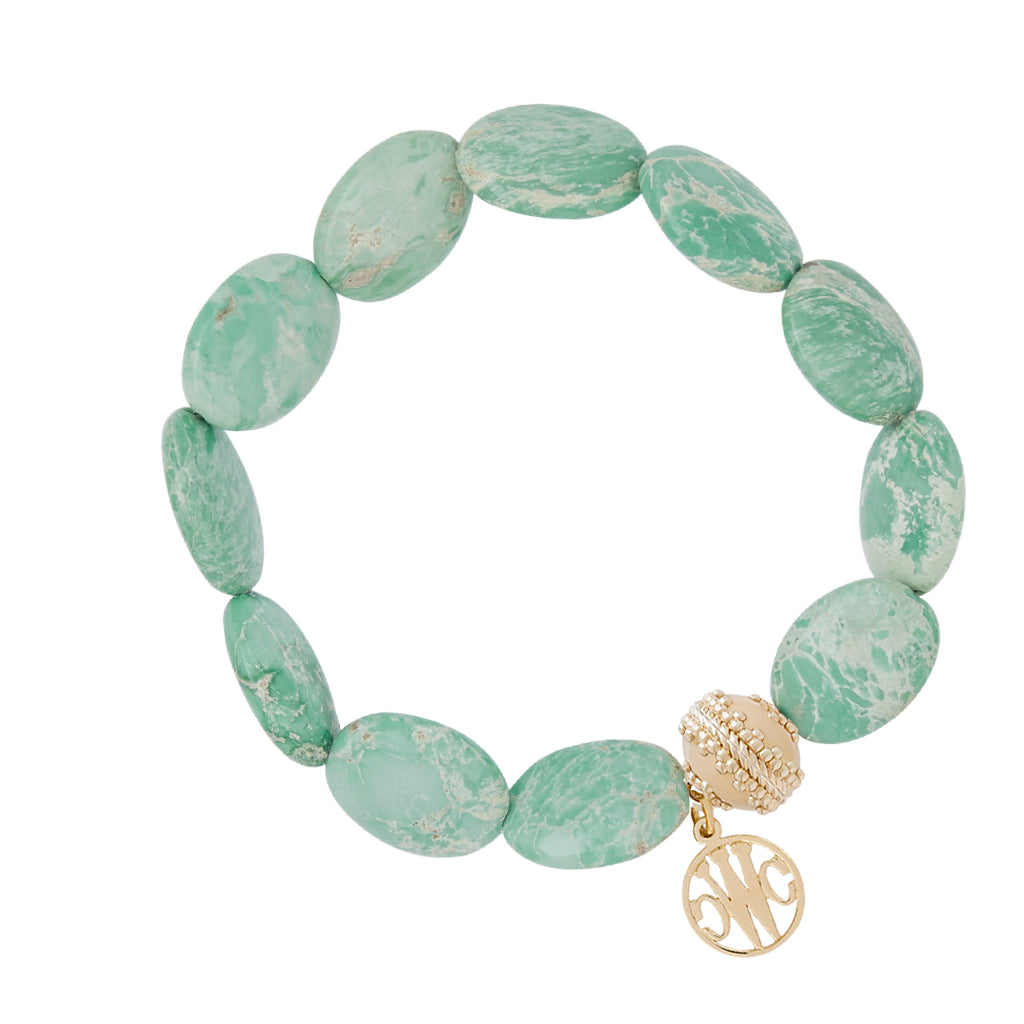 Green Chalcedony Tumbled Stretch Bracelet