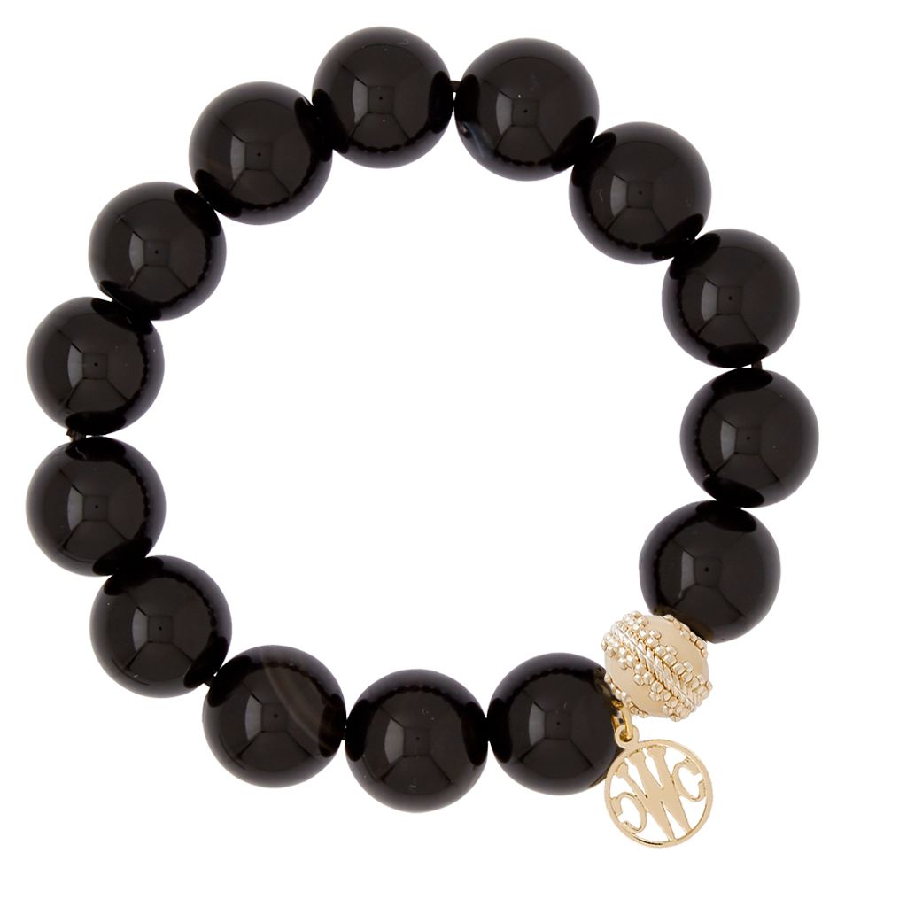 Victoire Black Agate 14mm Stretch Bracelet