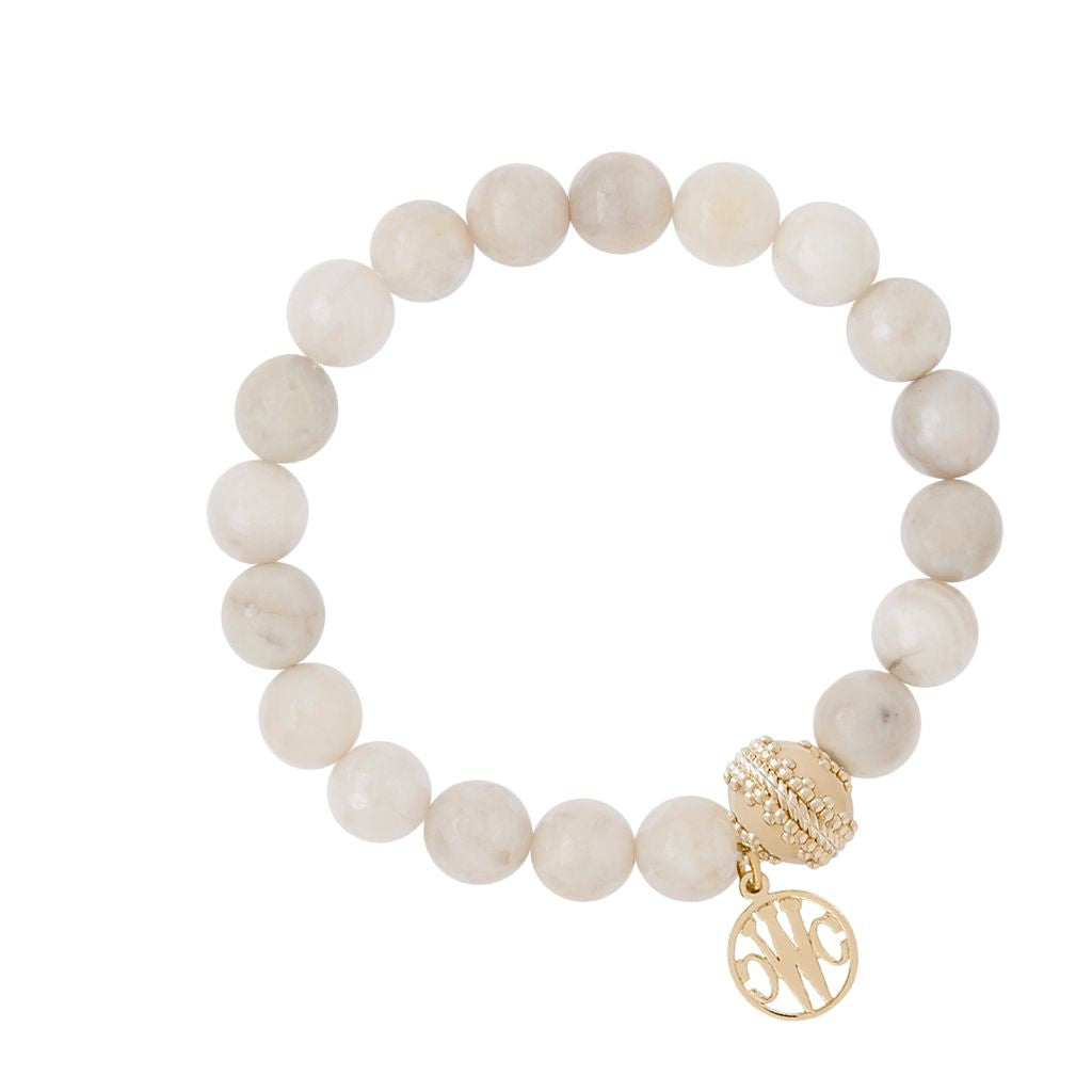 Victoire Light Gray Agate 10mm Stretch Bracelet