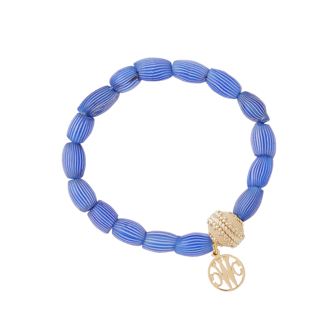 Blue Watermelon Venetian Glass Stretch Bracelet