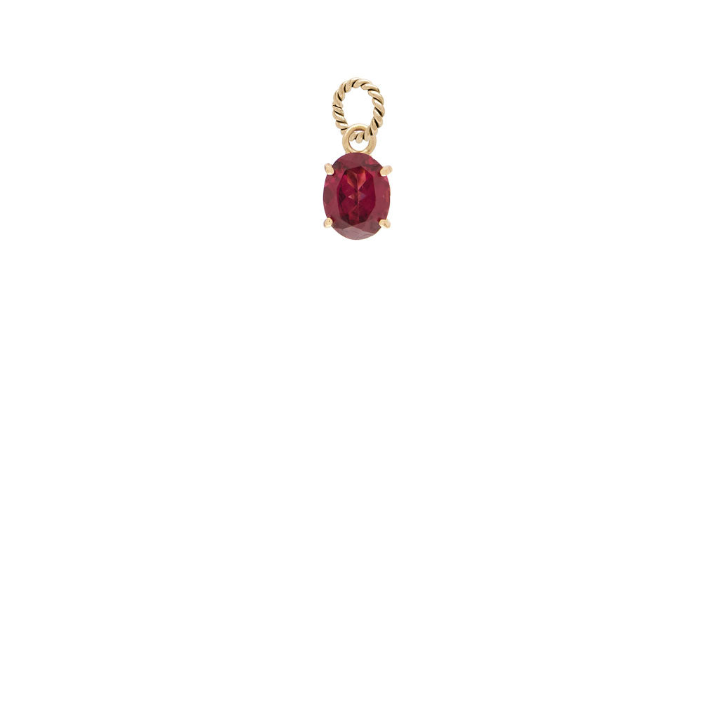 18K Pink Rhodolite Oval Charm