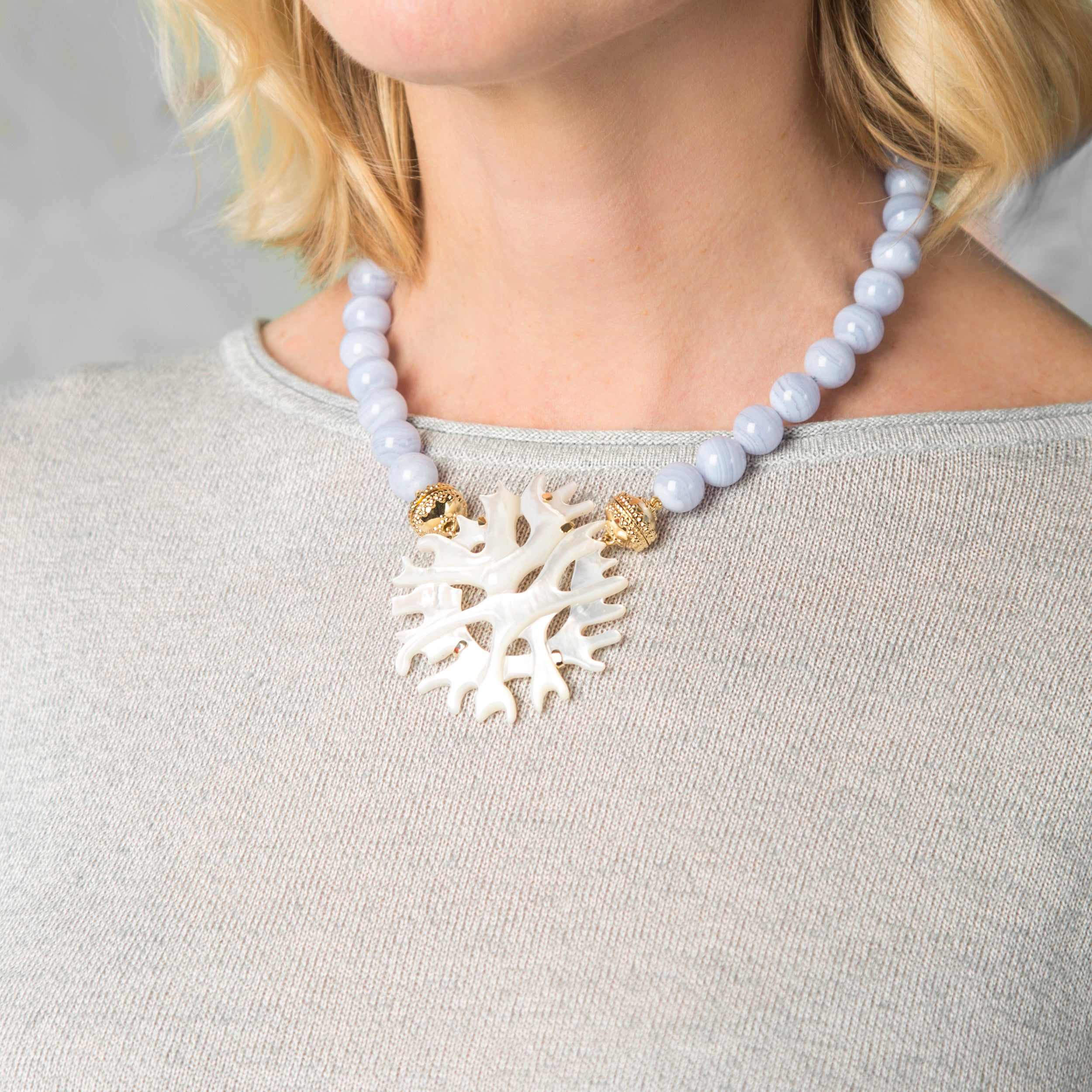 Large Mother of Pearl Coral Centerpiece