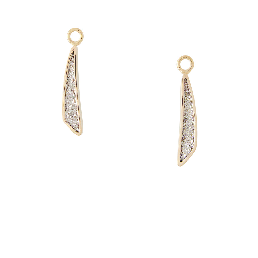 Large Platinum Druzy Half Teardrop Drops