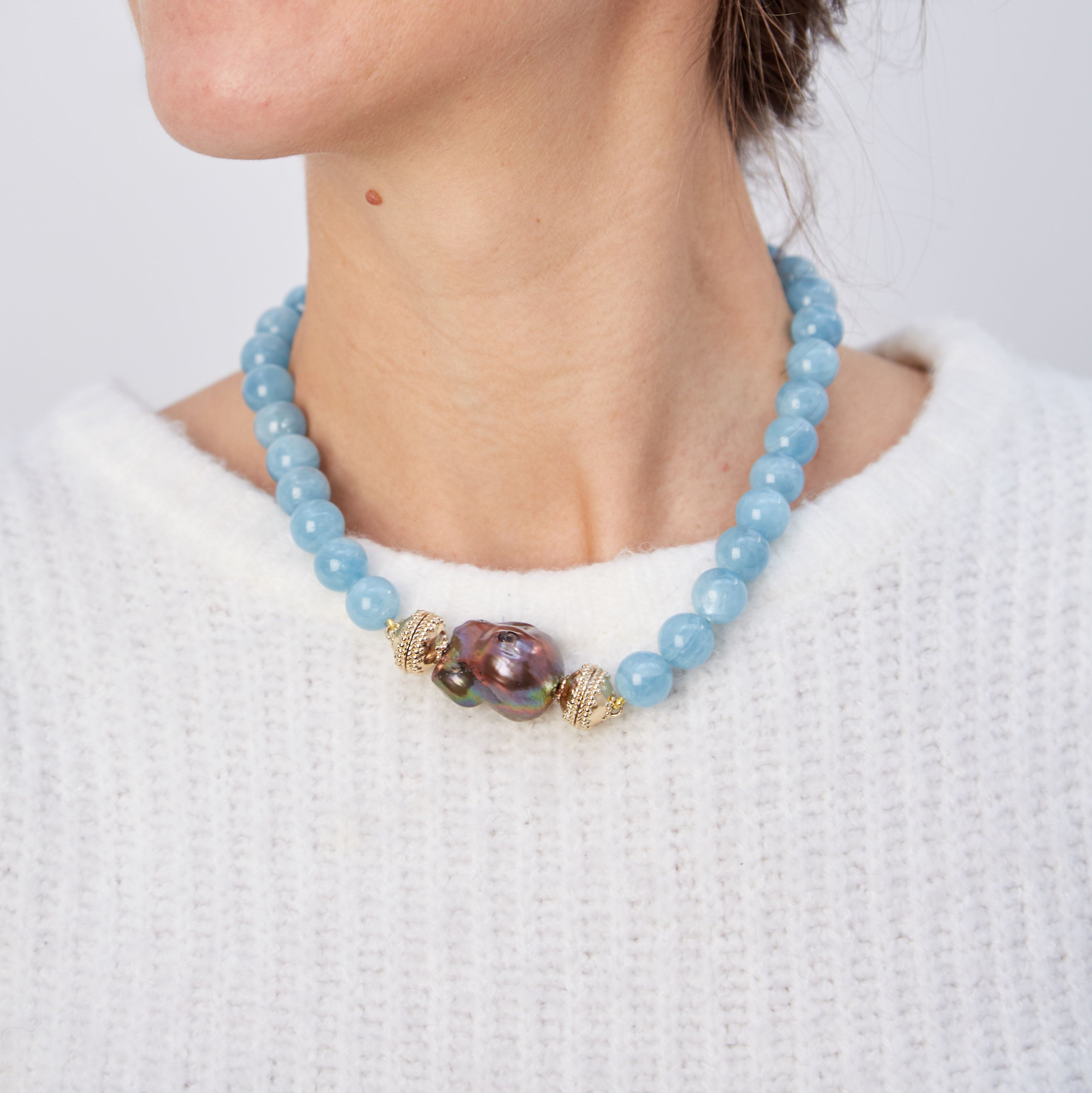 Victoire Aquamarine 12mm Necklace